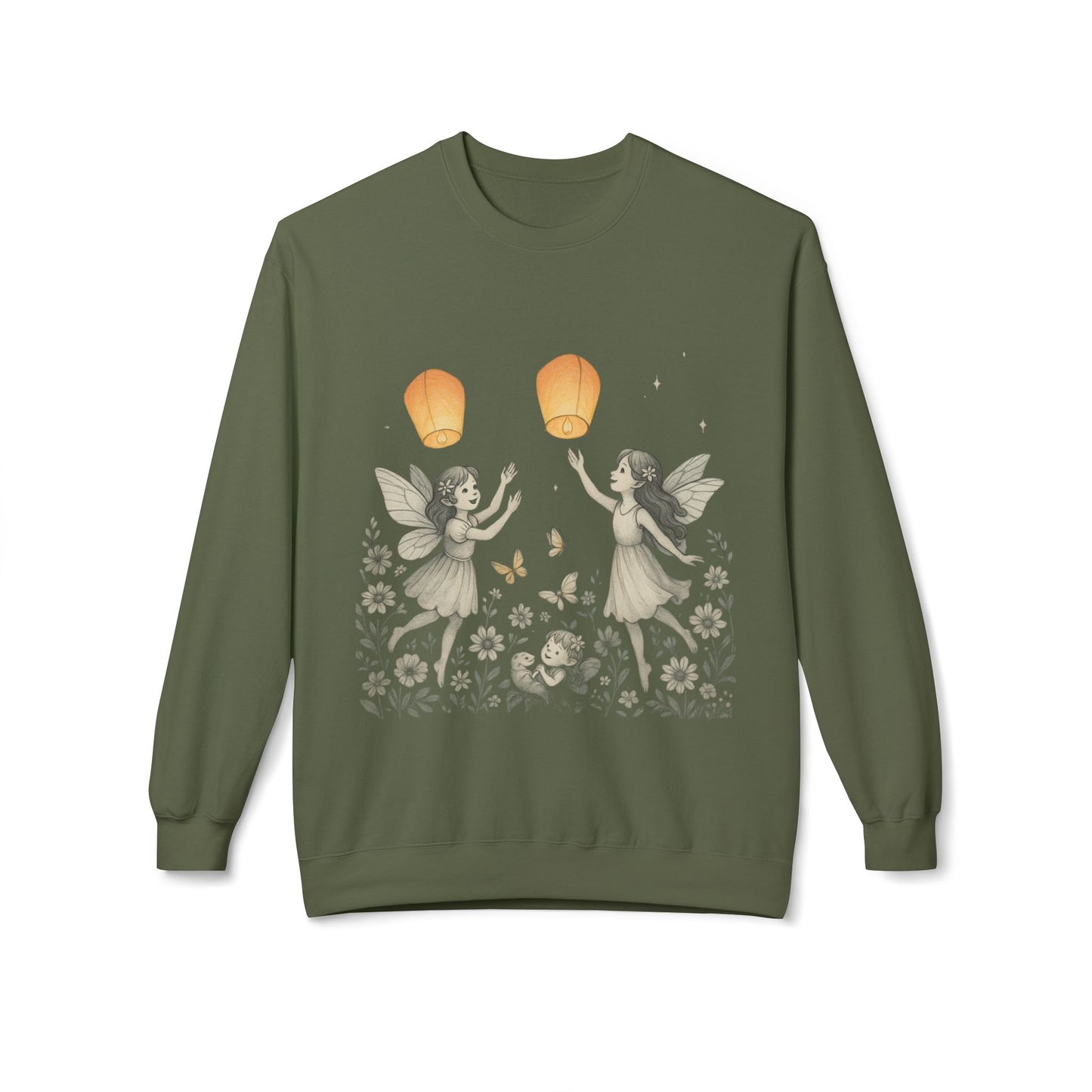 Fairy Dreams Crewneck Sweatshirt, Cozy Fleece Sweatshirt, Unisex Pullover, Fantasy Sweatshirt, Magical Gift, Boho Style