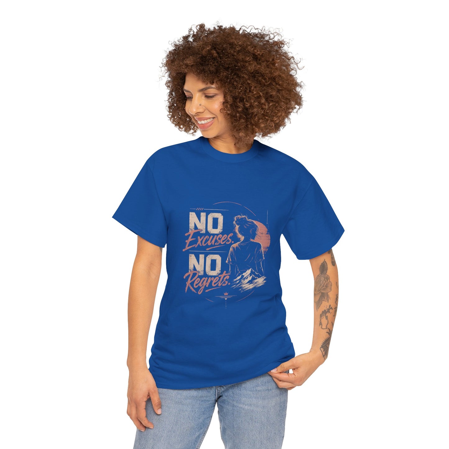 No Excuses No Regrets Tee | Motivational Graphic T-Shirt | Silhouette Design