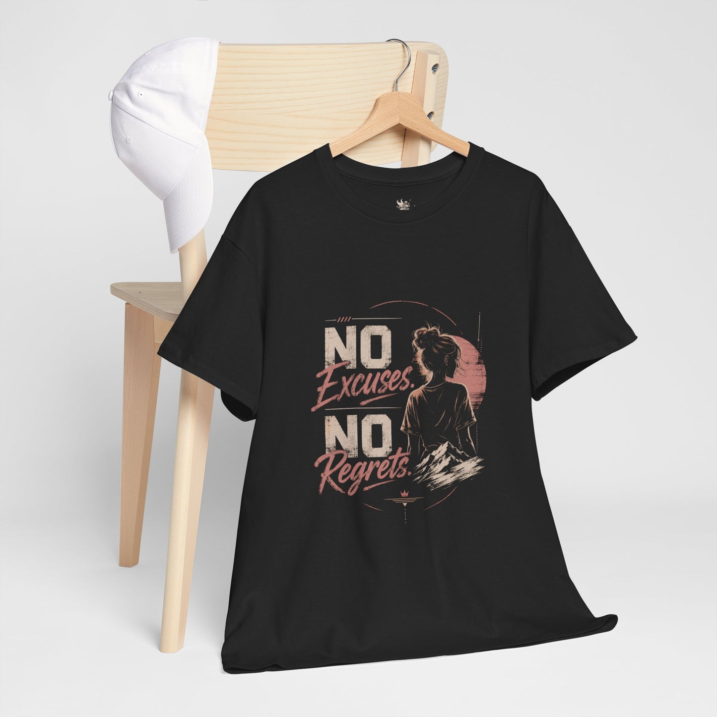 No Excuses No Regrets Tee | Motivational Graphic T-Shirt | Silhouette Design