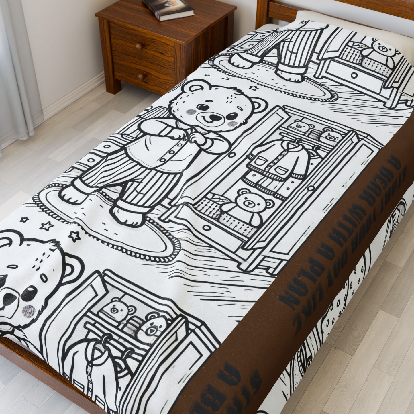 Cozy Bear Velveteen Plush Blanket, Soft Throw for Kids, Nursery Decor, Gift for Baby Shower, Bedtime Comfort, Playroom Accessory