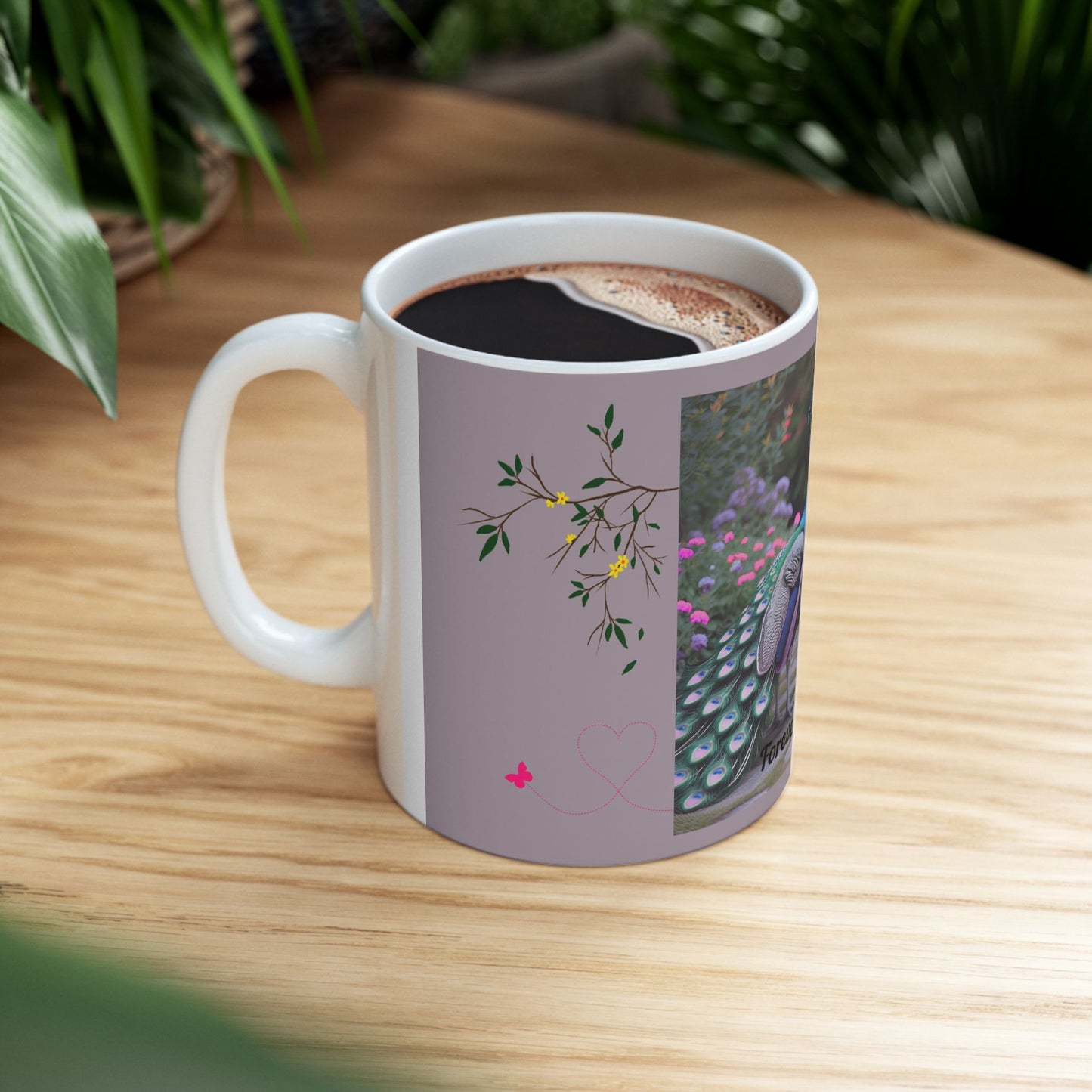Peacock Love Ceramic Mug - Forever Entwined, Gift for Couples, Wedding, Anniversary, Home Decor, Nature Lovers