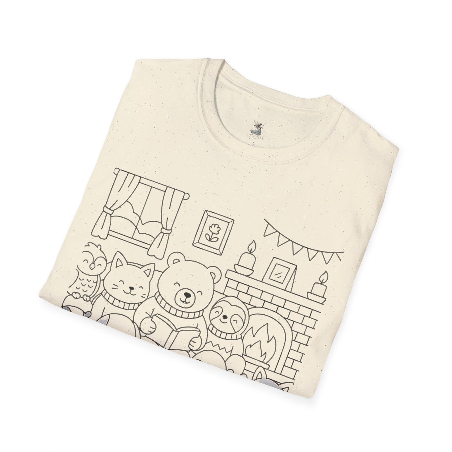 Cute Cartoon Animal T-Shirt, Perfect Gift for Kids, Unisex Softstyle Tee, Coloring Shirt, Fun Pajama Shirt, Casual Wear
