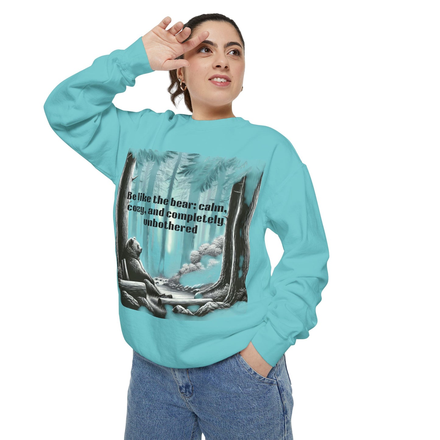 Bear Calm Sweatshirt | Unisex Garment-Dyed Cozy Crew | Inspirational Nature Apparel | Perfect Gift for Outdoor Lovers