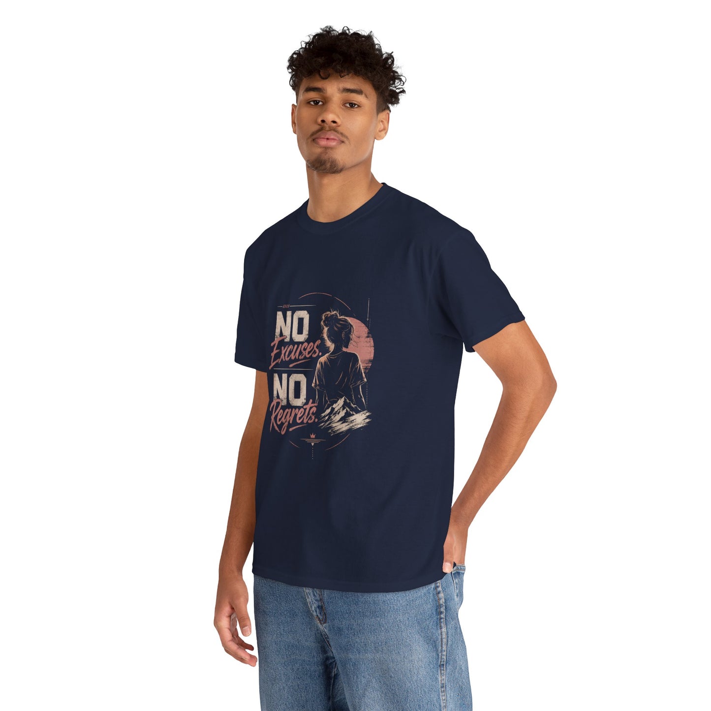 No Excuses No Regrets Tee | Motivational Graphic T-Shirt | Silhouette Design