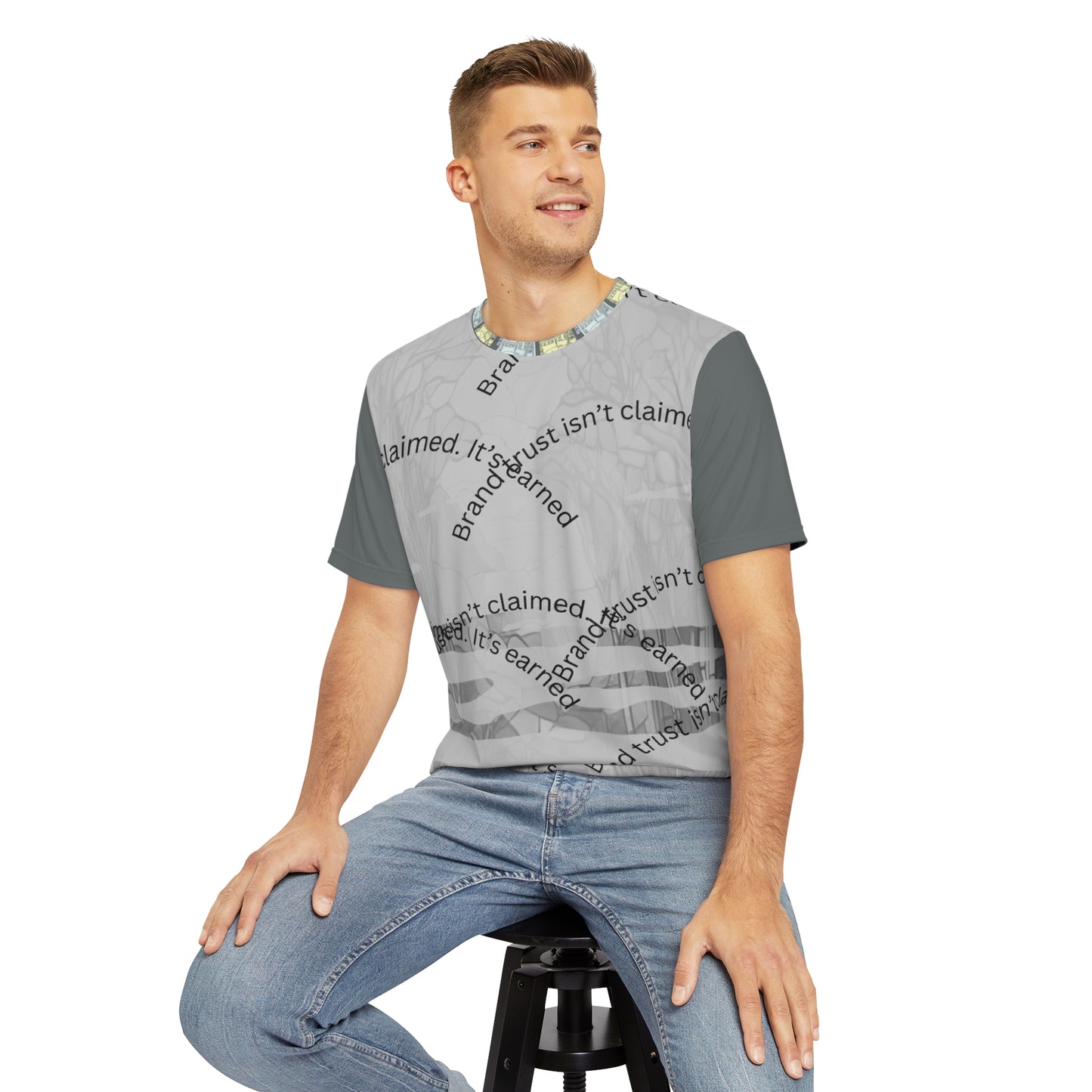 Stylish AOP Men's Polyester Tee with Inspirational Quote: Perfect for Casual Outings, Themed Parties, Gifts, & More