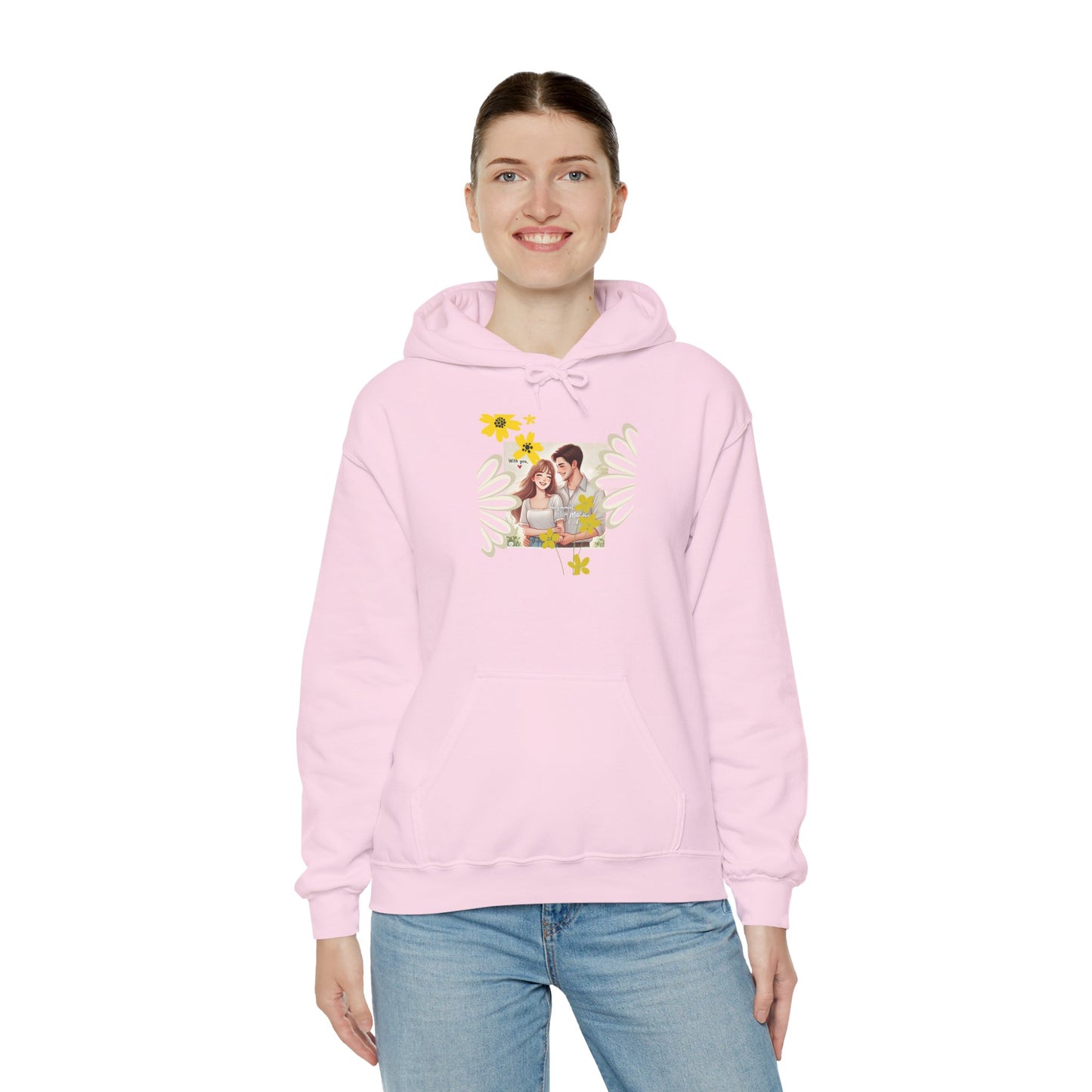 Romantic Couple Hooded Sweatshirt, Cozy Sweatshirts, Couple Gift, Valentine's Day Hoodie, Unisex Hooded Sweatshirt, Floral Hoodies
