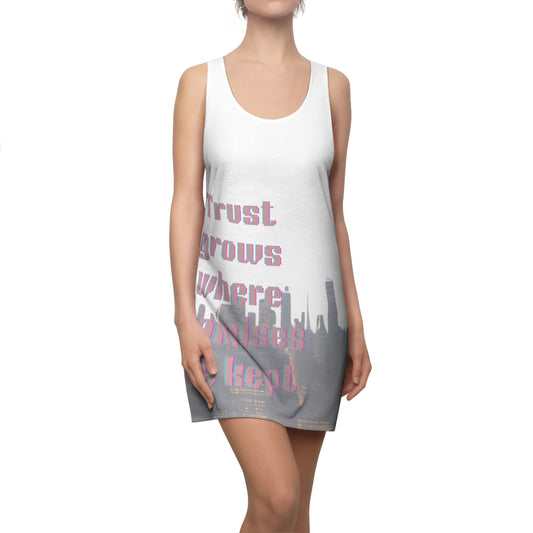 Trust Grows Racerback Dress, Motivational Dress, Inspirational Fashion, Women's Summer Dress, Unique Gift for Her, Casual Everyday Wear