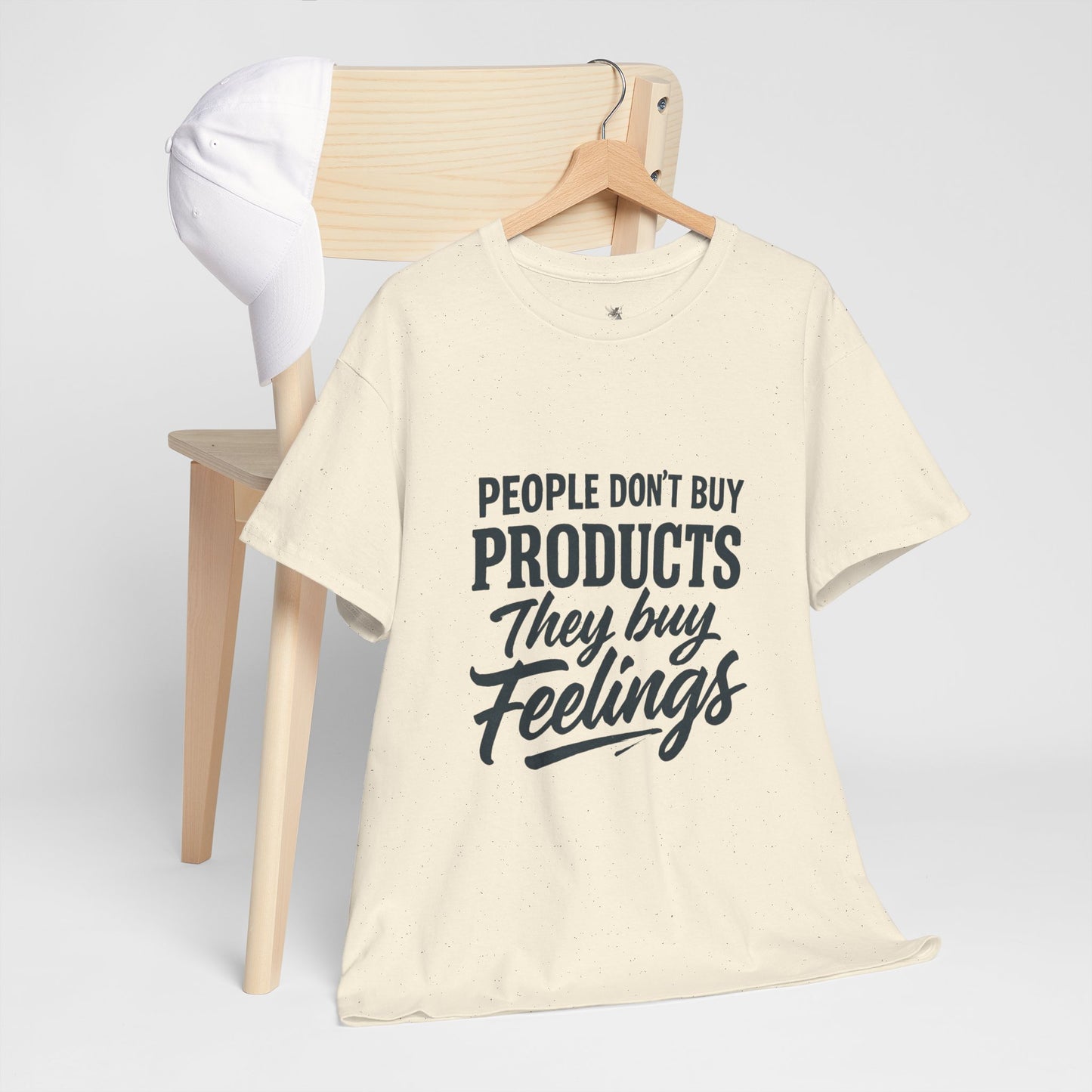 Unisex Heavy Cotton Tee: 'People Don't Buy Products, They Buy Feelings' - Casual Fashion, Gift Idea, Everyday Wear, Comfortable Style, [...]