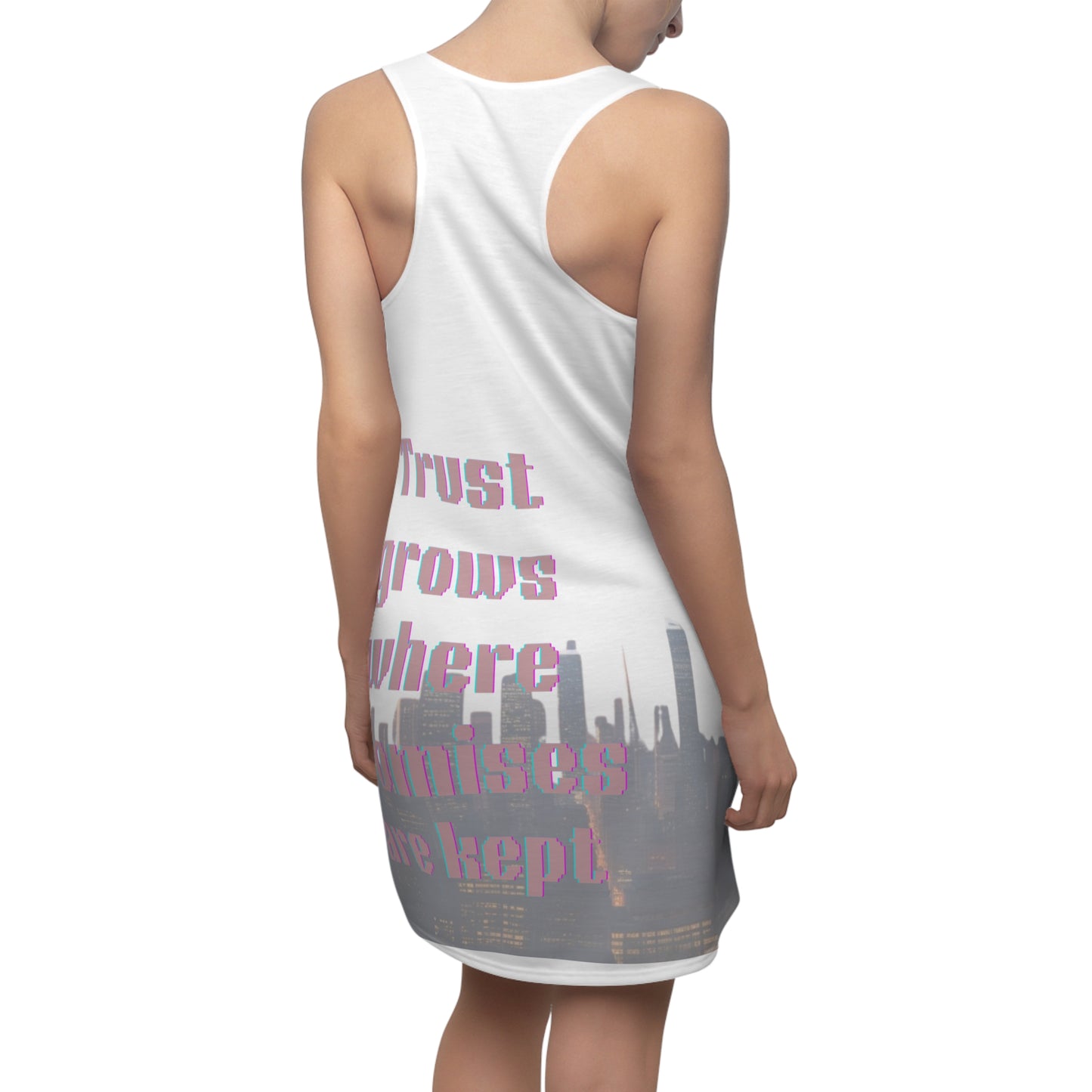 Trust Grows Racerback Dress, Motivational Dress, Inspirational Fashion, Women's Summer Dress, Unique Gift for Her, Casual Everyday Wear