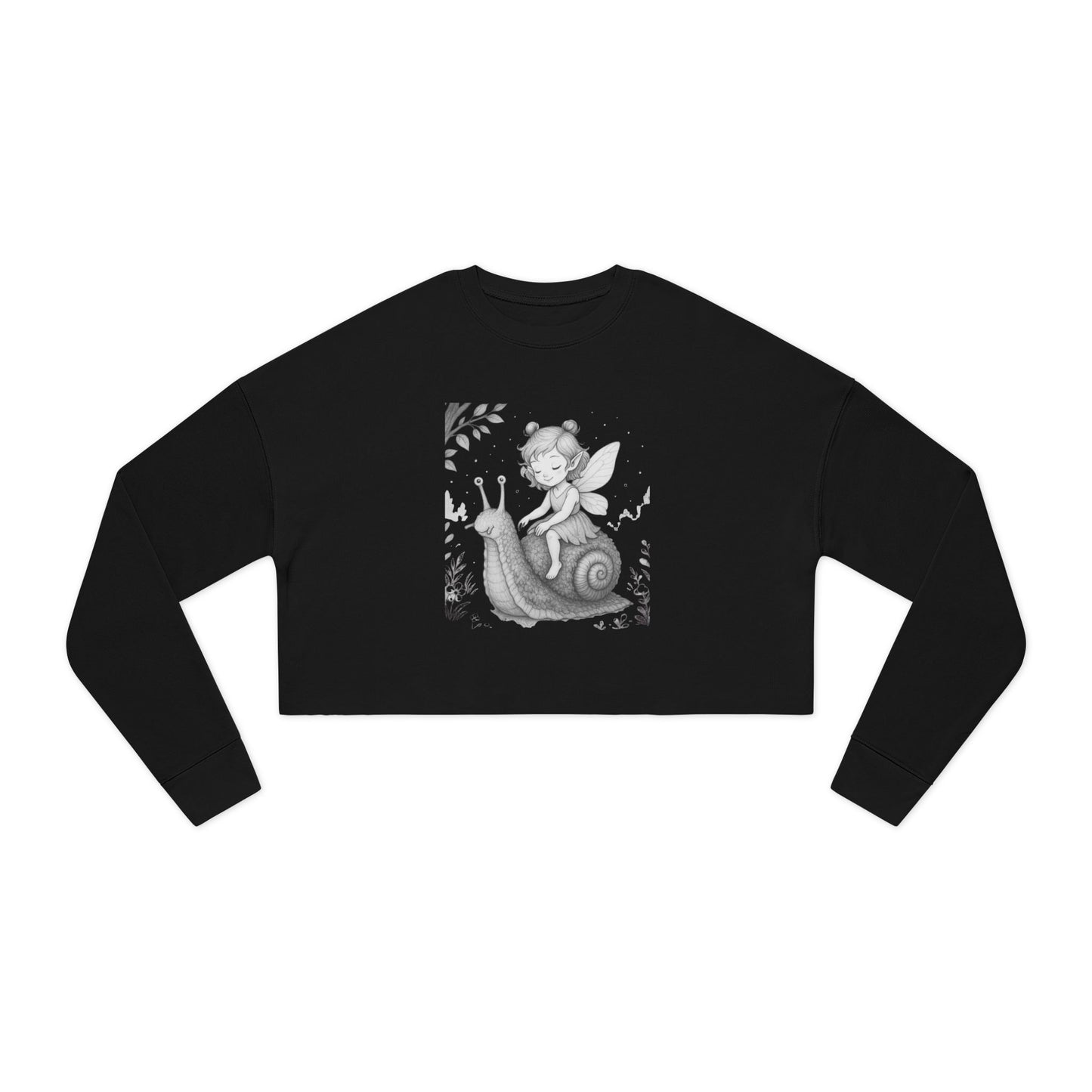 Whimsical Fairy Snail Cropped Sweatshirt, Cute Cozy Top for Women, Perfect Gift for Birthdays, Vintage Aesthetic, Fall Fashion