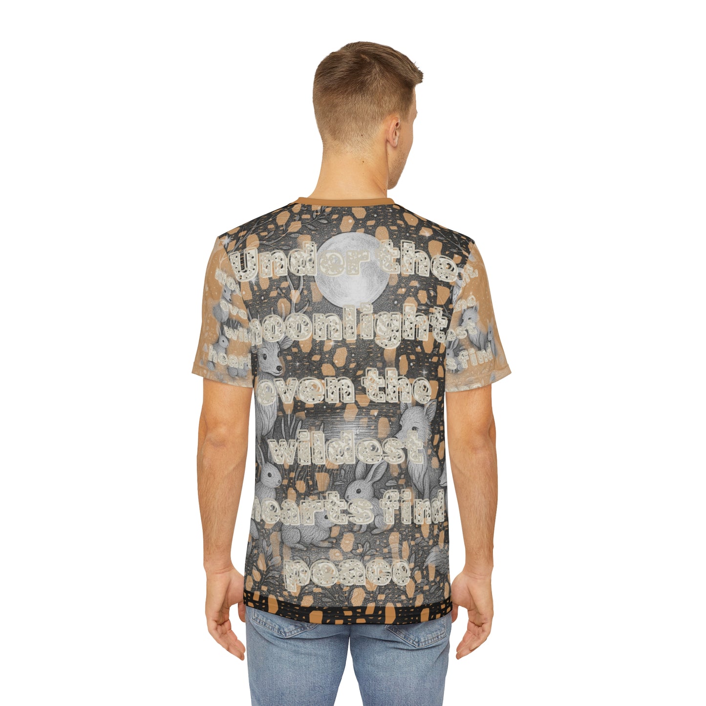 Moonlit Woodland Men's Tee, Nature-Themed Shirt, Peaceful Graphic Tee, Perfect for Outdoor Lovers, Unique Gift for Animal Enthusiasts