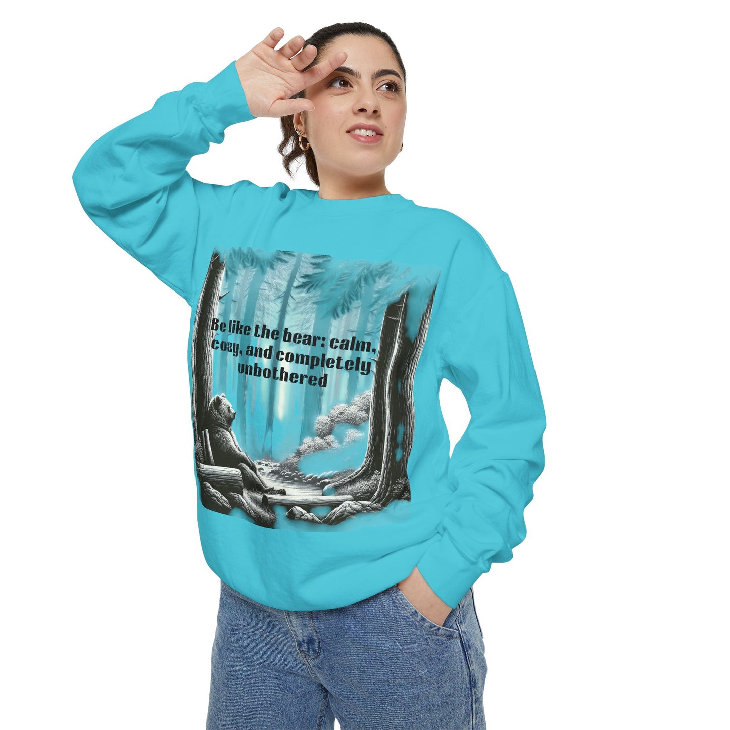 Bear Calm Sweatshirt | Unisex Garment-Dyed Cozy Crew | Inspirational Nature Apparel | Perfect Gift for Outdoor Lovers