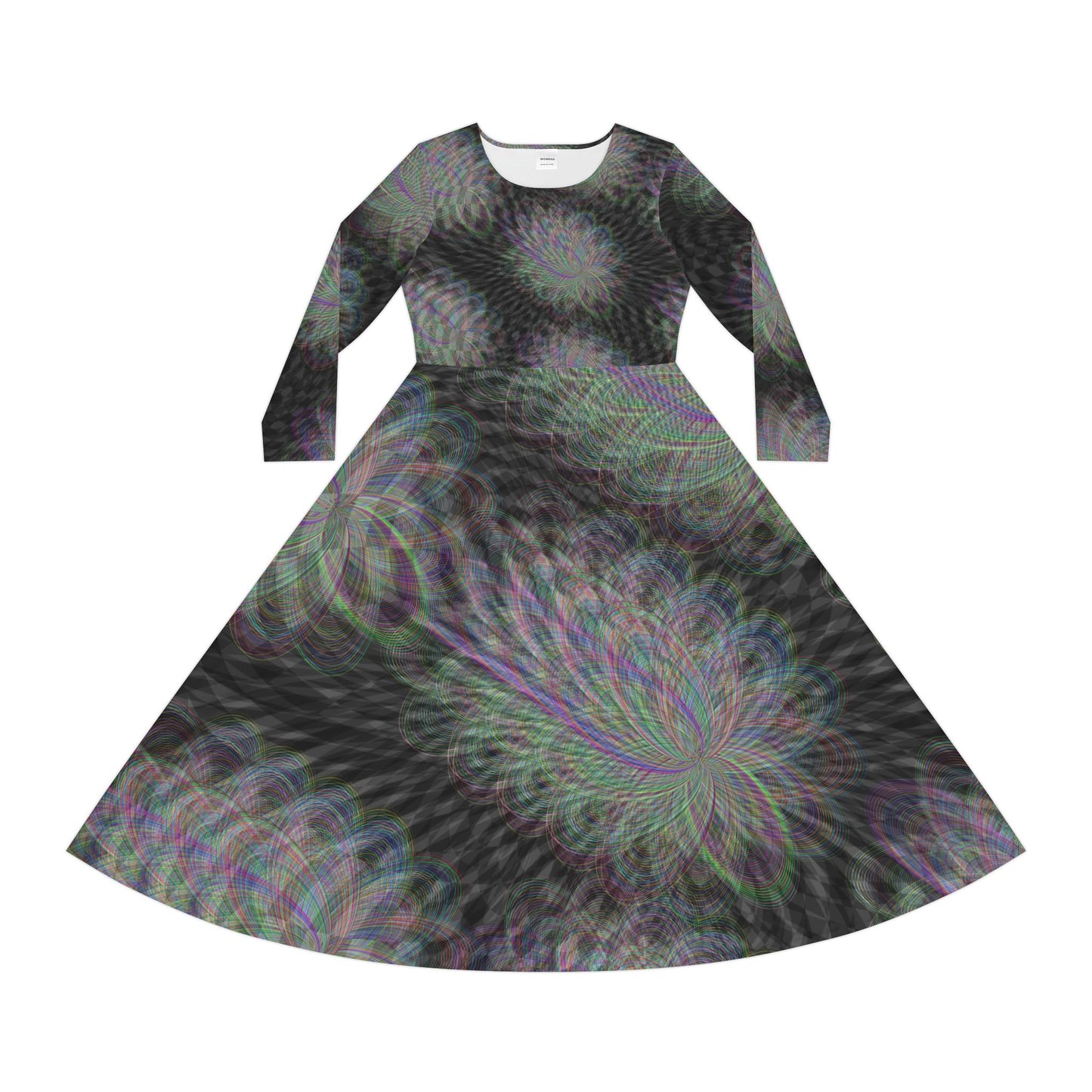 Chic Psychedelic Women's Long Sleeve Dance Dress, Perfect for Parties, Festivals, Special Occasions, Dance Events, Boho Style