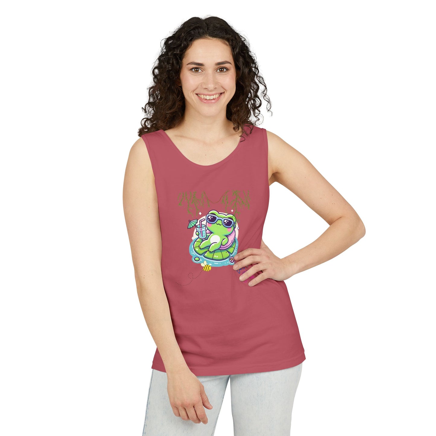 Chill Vibes Frog Tank Top - Summer, Beachwear, Gift for Frog Lovers, Cute Graphic Tee, Unisex Casual Wear