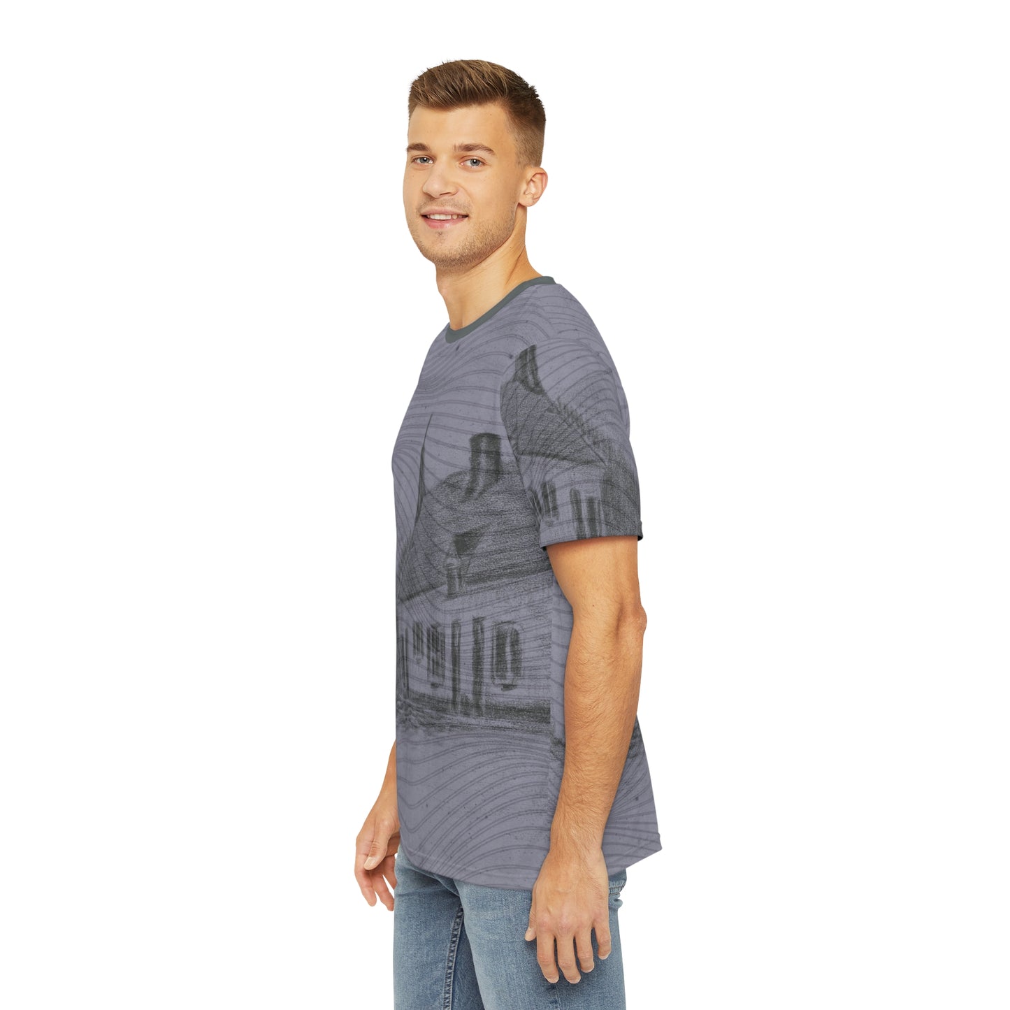 Stylish Home-Inspired Men's Tee, Graphic T-Shirt, Casual Wear, Unique Gift, Everyday Comfort, Black and White Art Design