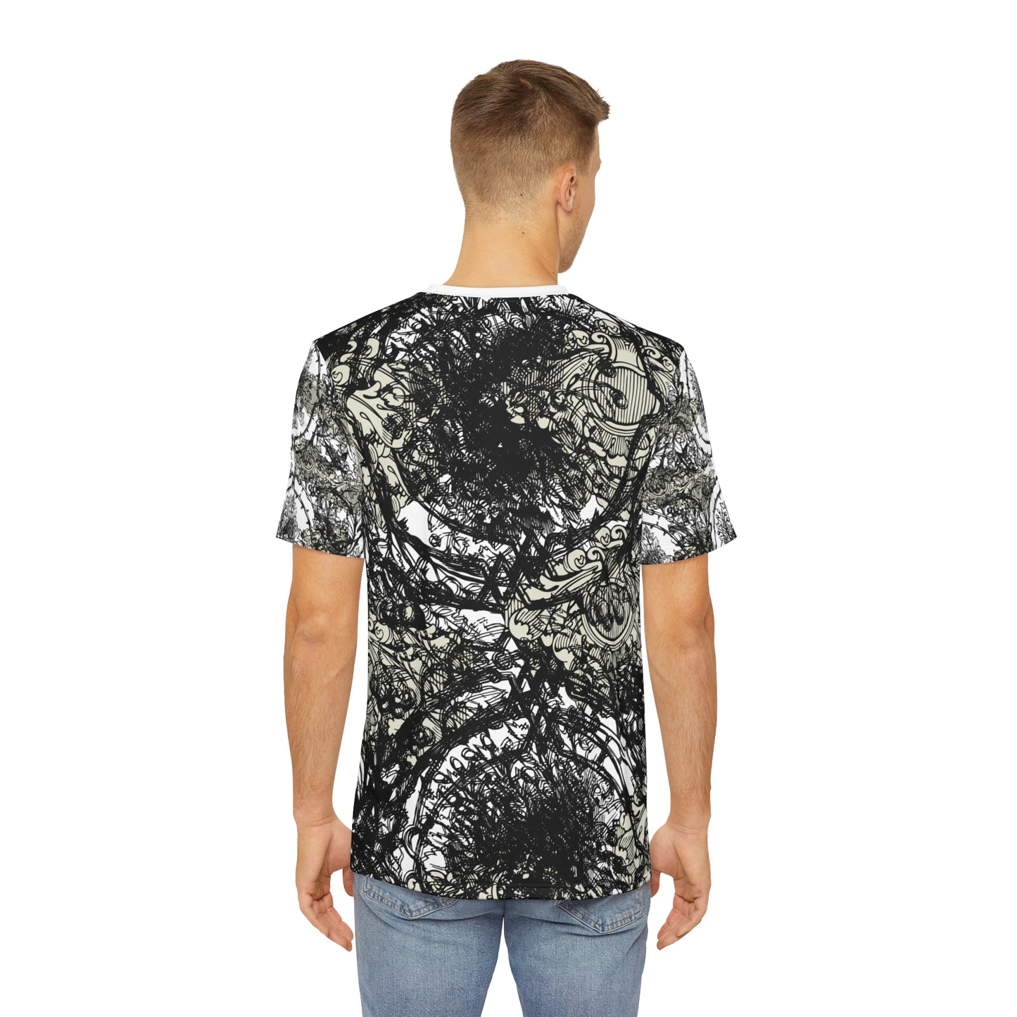Men's Abstract Landscape Tee, Unisex Graphic Shirt, Casual Wear, Street Style, Nature Lover Gift, Festival Outfit