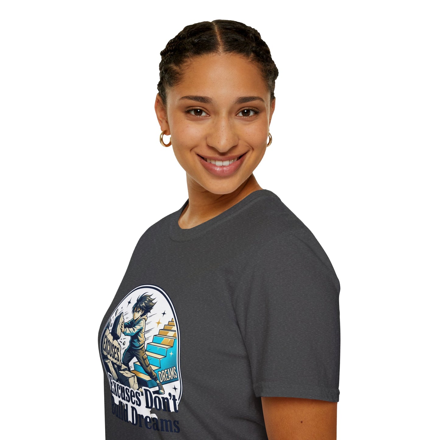 Excuses Don't Build Dreams T-Shirt — Motivational Skateboard Graphic Tee