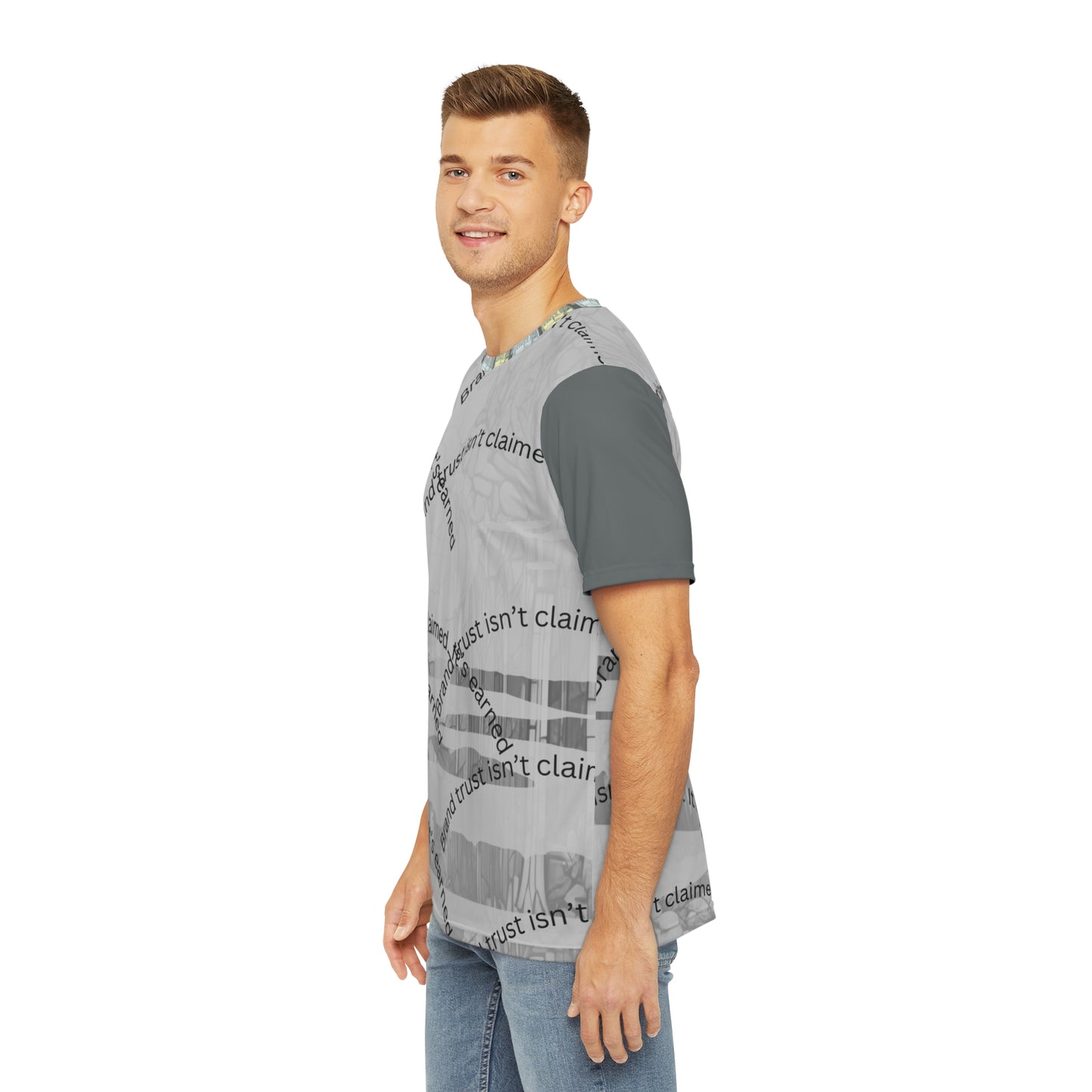 Stylish AOP Men's Polyester Tee with Inspirational Quote: Perfect for Casual Outings, Themed Parties, Gifts, & More