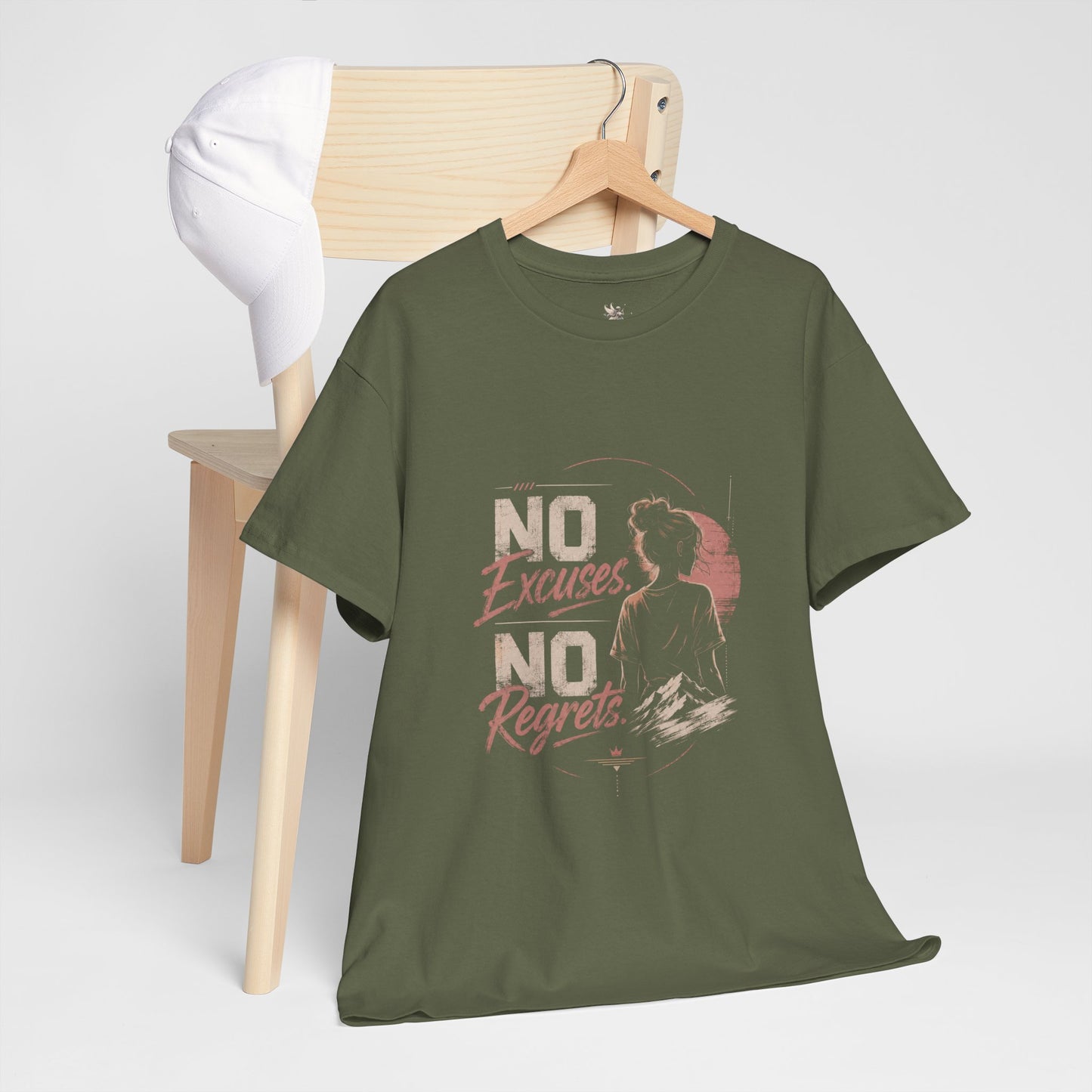 No Excuses No Regrets Tee | Motivational Graphic T-Shirt | Silhouette Design