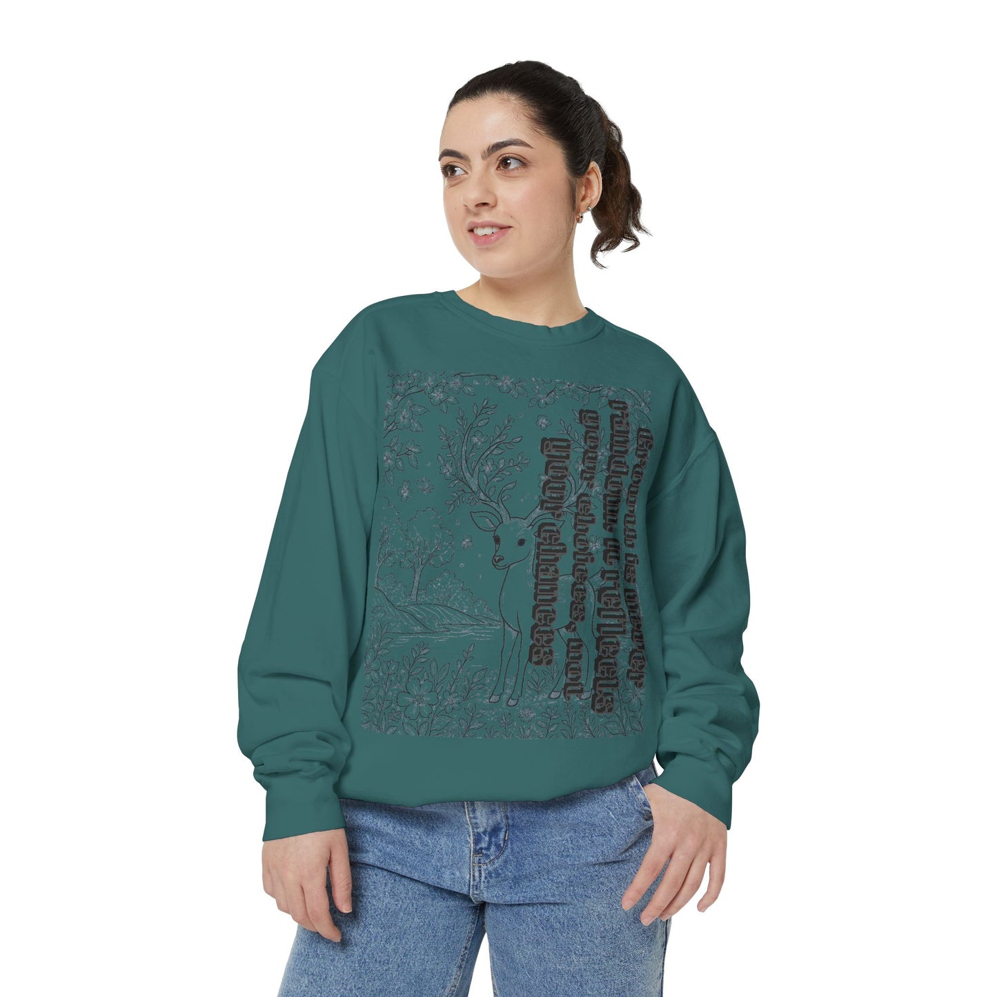 Whimsical Deer Sweatshirt | Cozy Casual Wear, Gift for Nature Lovers, Fall Fashion, Unique Artwork, Unisex Style