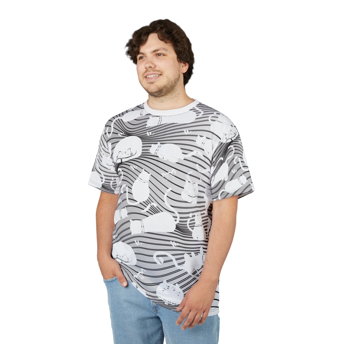 Cat-Themed Unisex Tee, AOP Cut & Sew Shirt, Fun Pet Lover Gift, Unique Cat Apparel, Comfortable Everyday Wear, Perfect for Cat Lovers, [...]