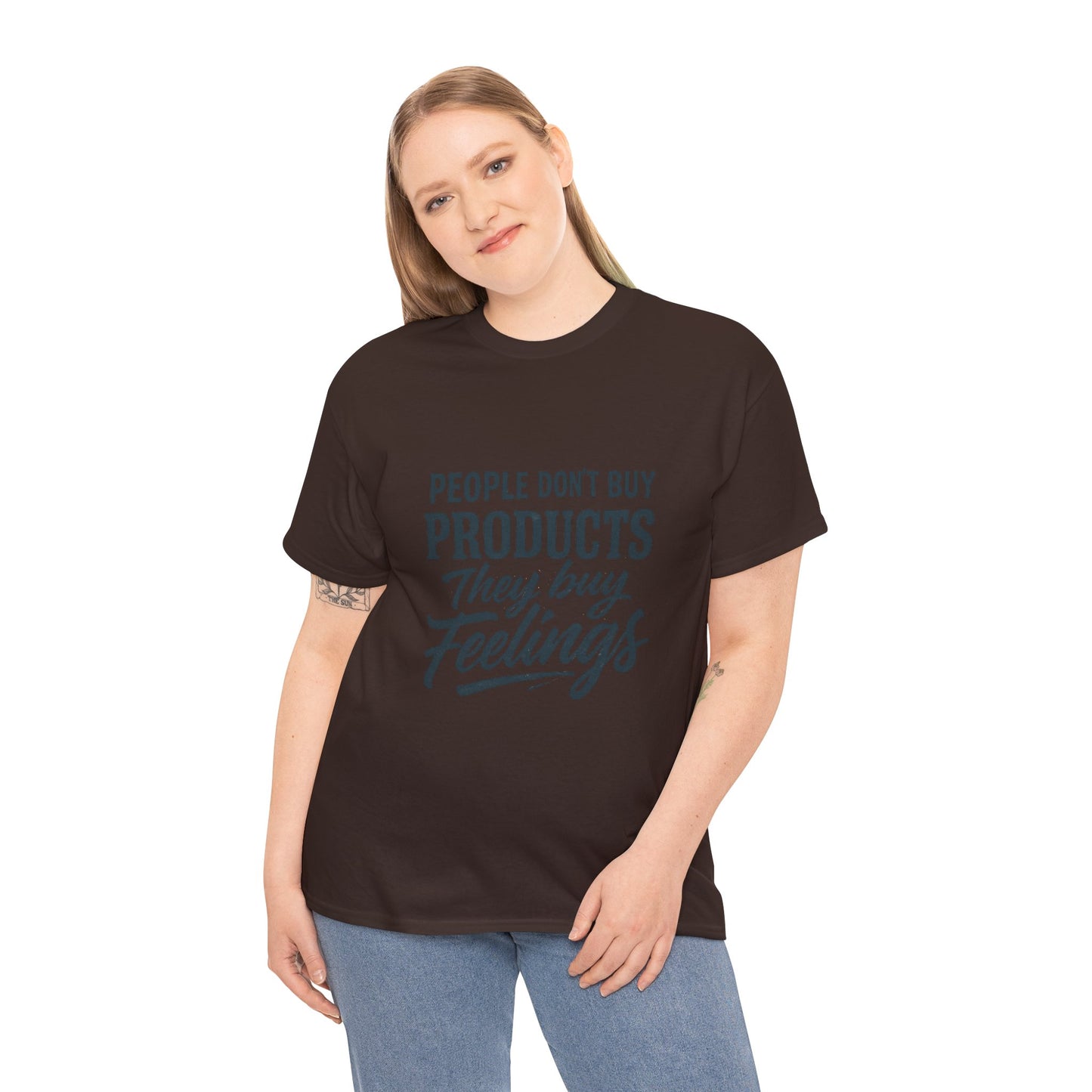 Unisex Heavy Cotton Tee: 'People Don't Buy Products, They Buy Feelings' - Casual Fashion, Gift Idea, Everyday Wear, Comfortable Style, [...]