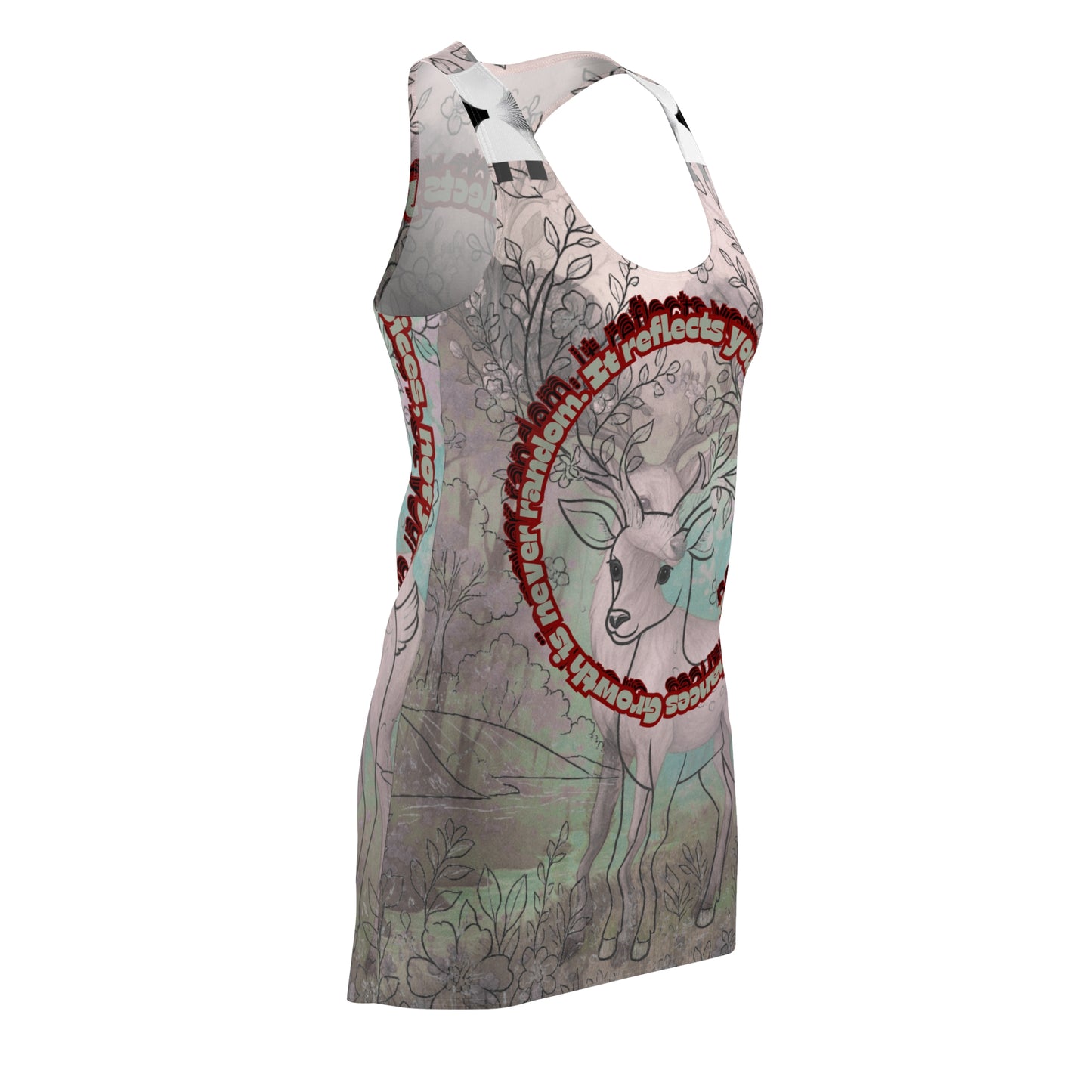 Women's Nature-Inspired Racerback Dress, Boho Summer Dress, Festival Outfit, Eco-Friendly Fashion, Ideal for Outdoor Gatherings