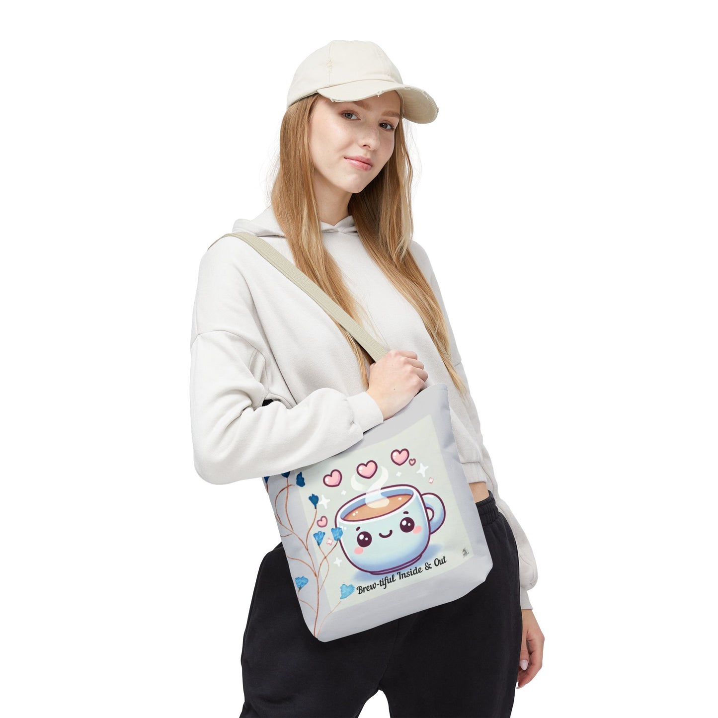 Cute Coffee Tote Bag, AOP Coffee Lover's Gift, Eco-Friendly Shopping Bag, Adorable Canvas Tote for Everyday Use, Heartfelt Design