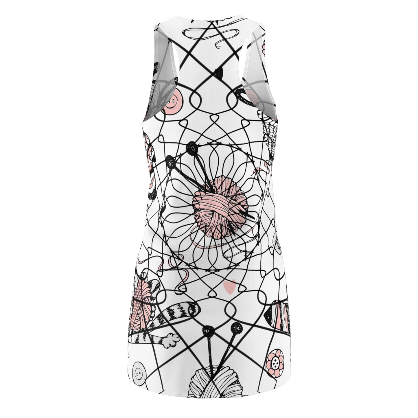 Floral Bee Patterned Racerback Dress, Comfortable Summer Dress, Casual Wear, Beach Outfit, Gift for Nature Lovers