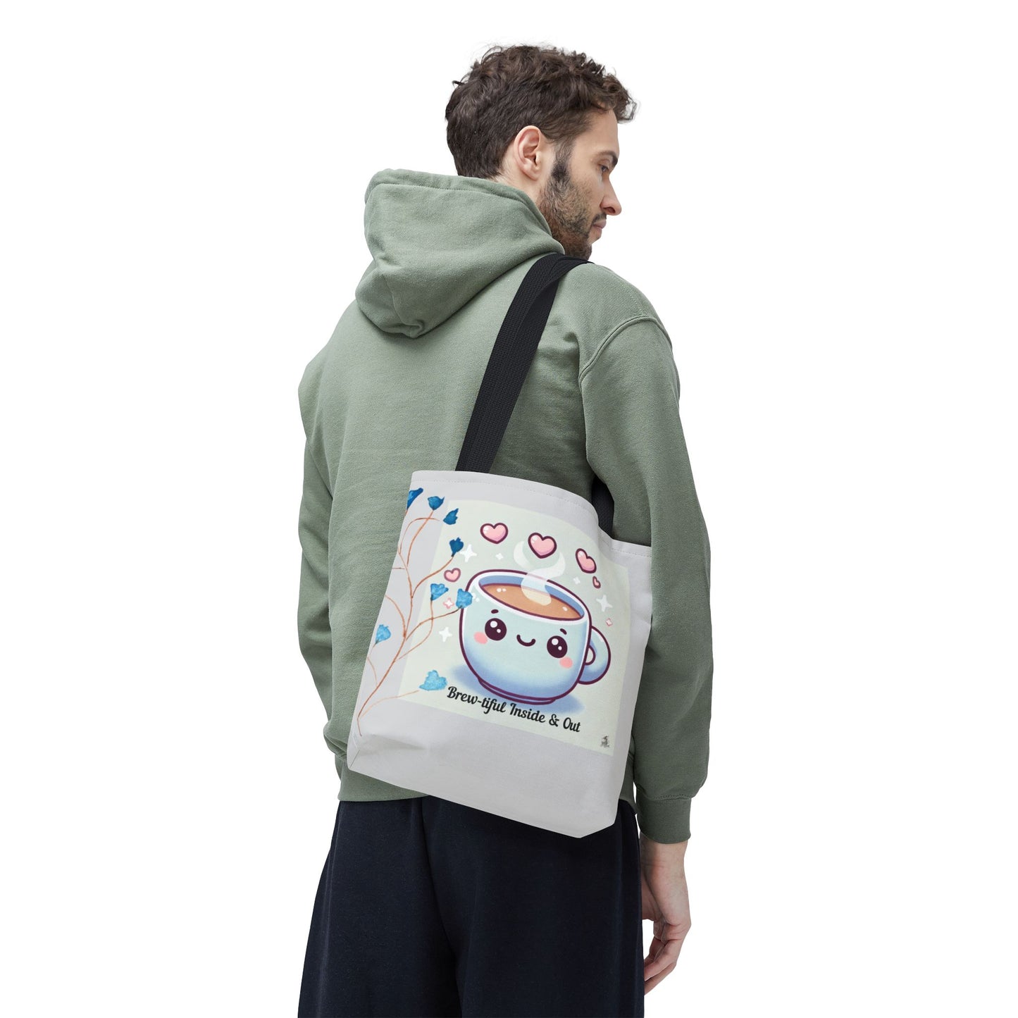 Cute Coffee Tote Bag, AOP Coffee Lover's Gift, Eco-Friendly Shopping Bag, Adorable Canvas Tote for Everyday Use, Heartfelt Design