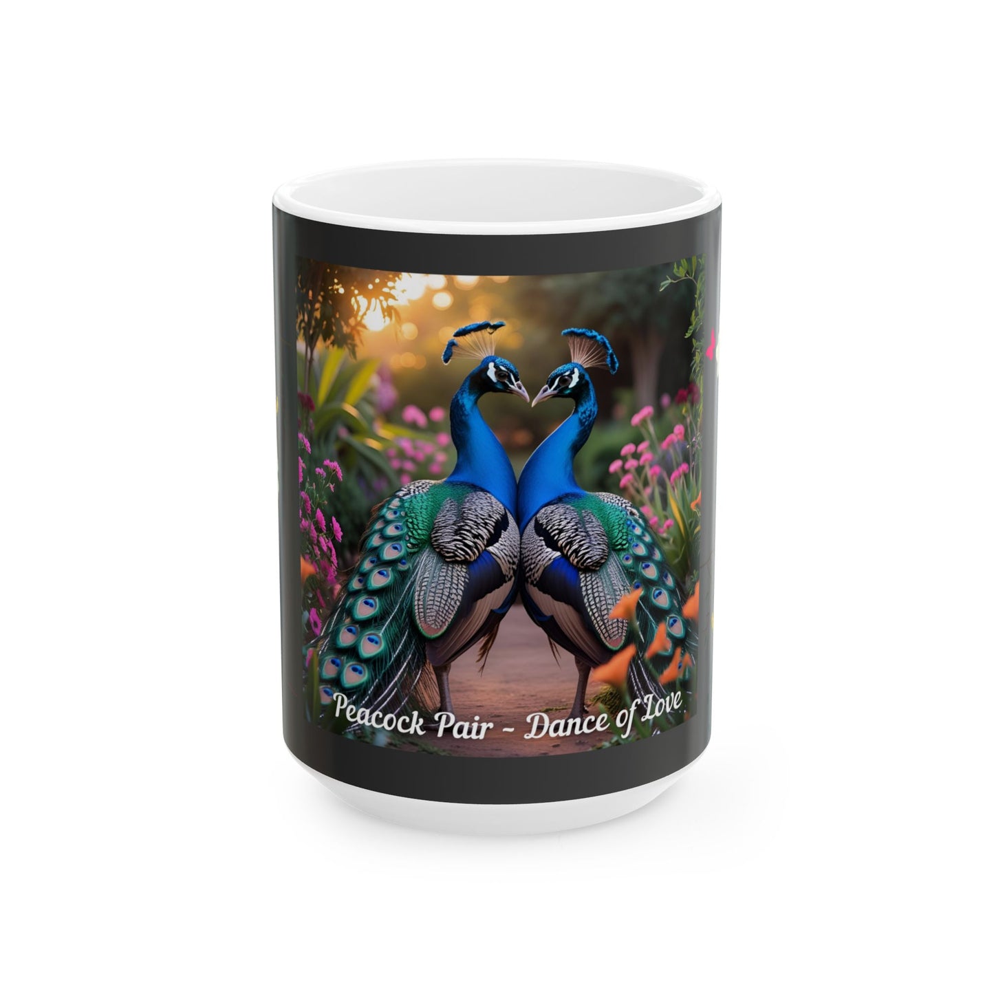 Peacock Pair Love Ceramic Mug - Dance of Love, Gift for Nature Lovers, Cute Couples Mug, Unique Home Decor, Animal Lover Gift