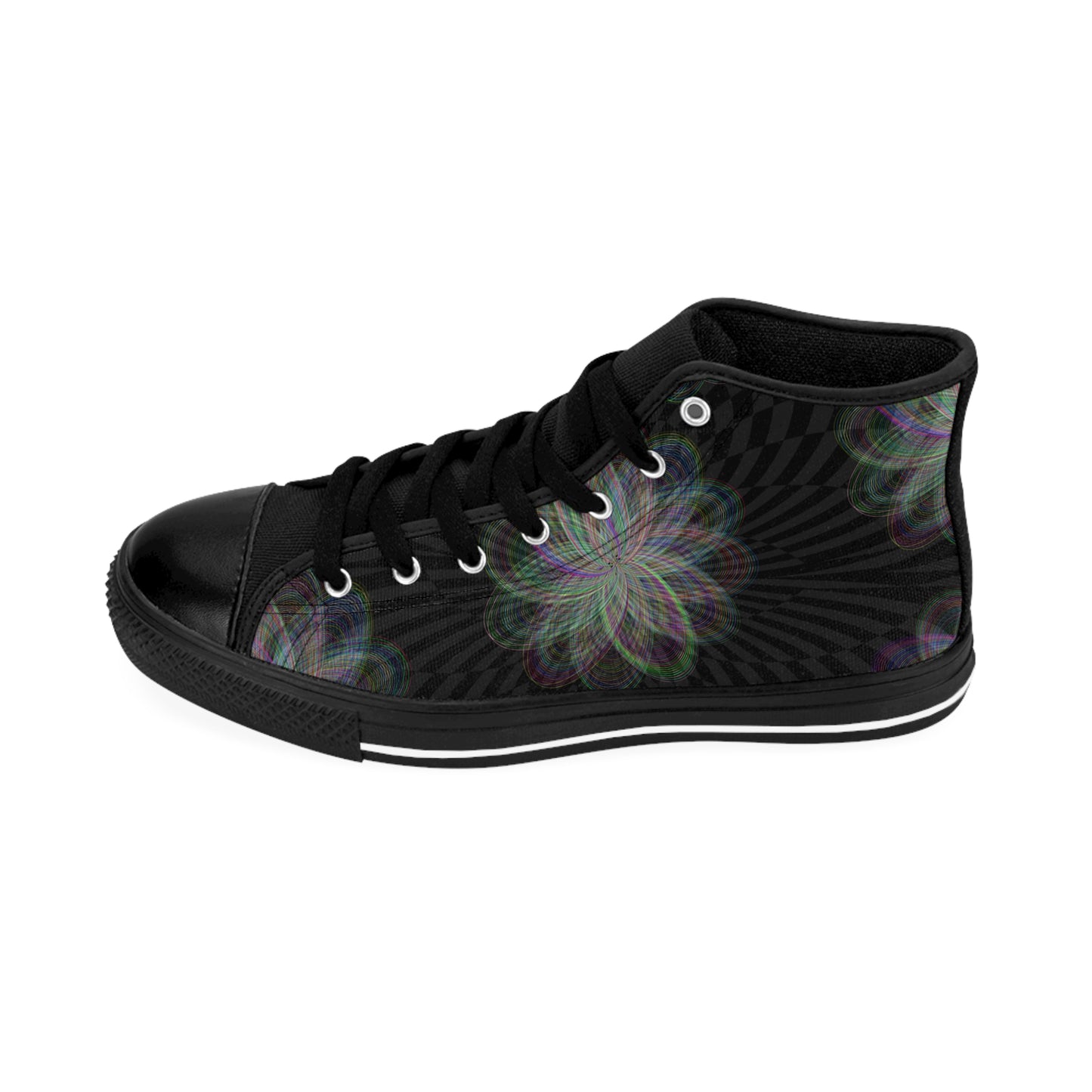 Stylish Floral High-Top Sneakers, Fashion Sneakers, Women's Ankle Shoes, Trendy Footwear, Casual Everyday Sneakers