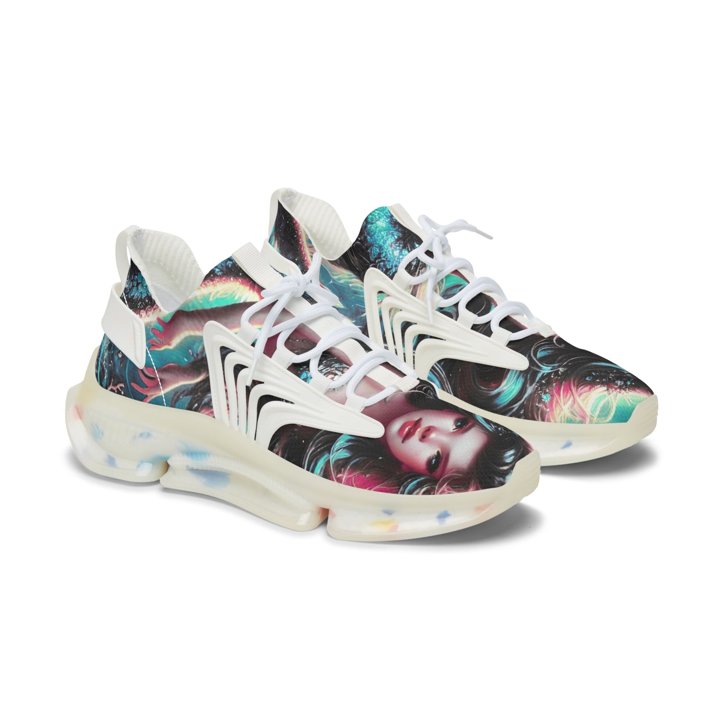 Vibrant Women's Mesh Sneakers, Stylish Athletic Shoes, Trendy Workout Footwear, Unique Fashion Sneakers, Colorful Sports Shoes