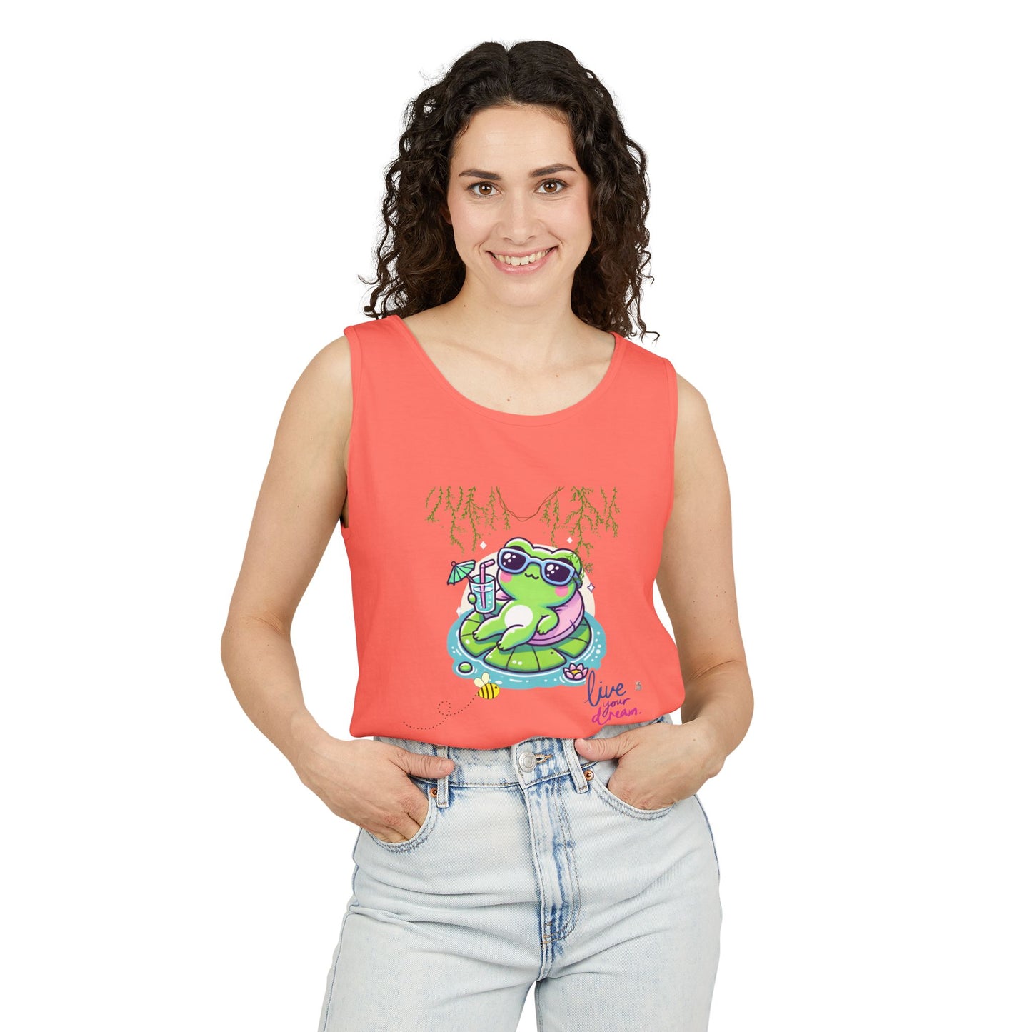 Chill Vibes Frog Tank Top - Summer, Beachwear, Gift for Frog Lovers, Cute Graphic Tee, Unisex Casual Wear