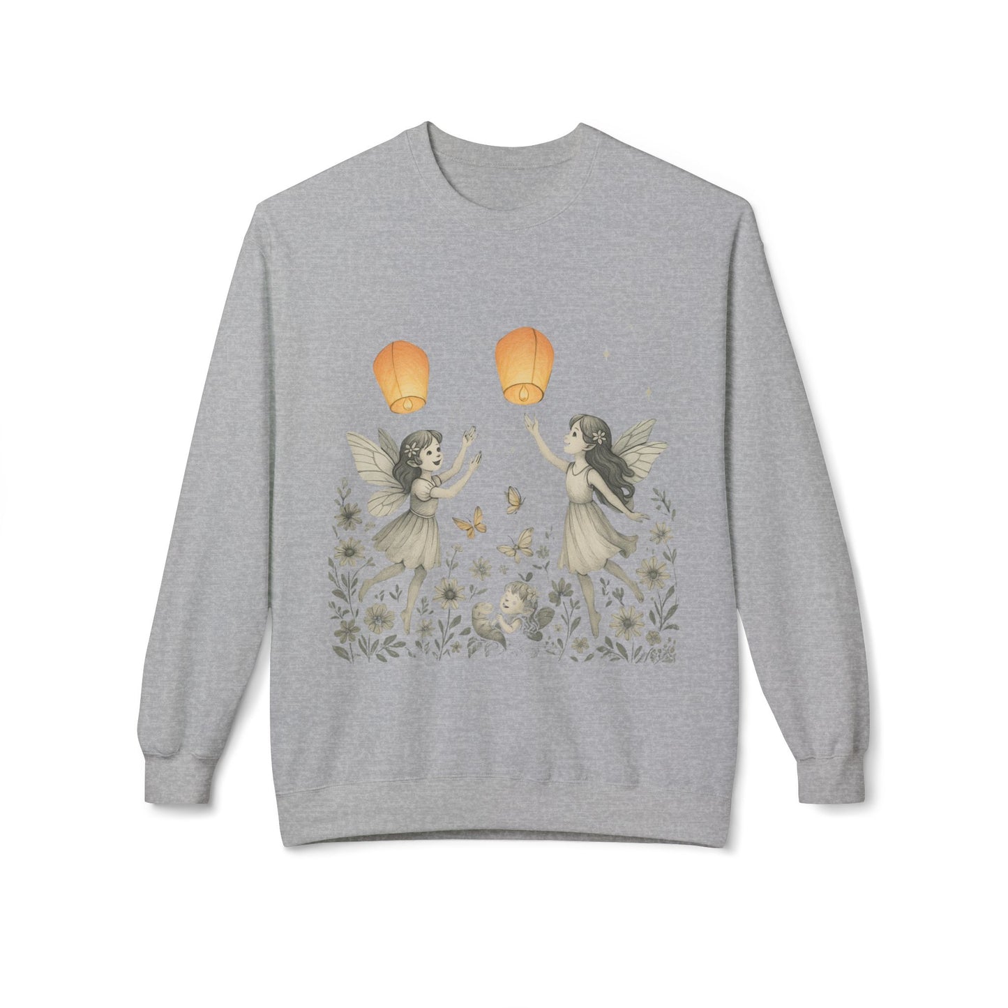 Fairy Dreams Crewneck Sweatshirt, Cozy Fleece Sweatshirt, Unisex Pullover, Fantasy Sweatshirt, Magical Gift, Boho Style