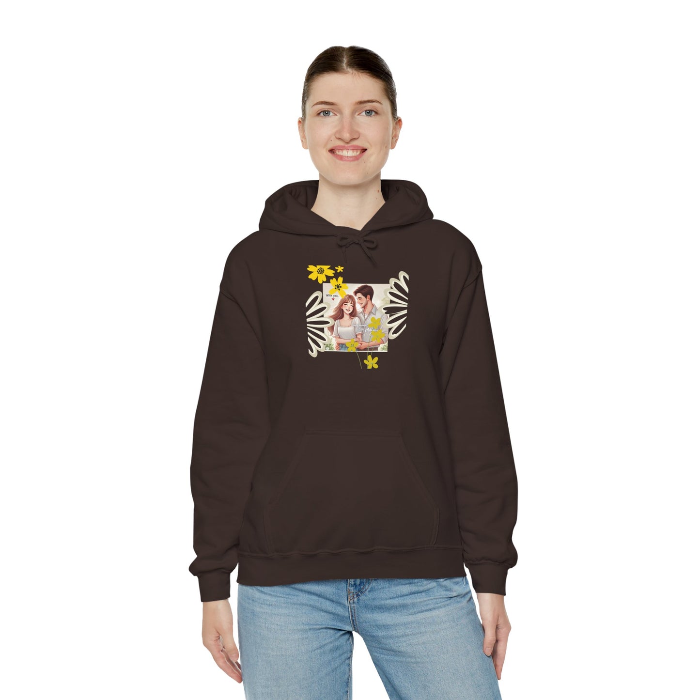 Romantic Couple Hooded Sweatshirt, Cozy Sweatshirts, Couple Gift, Valentine's Day Hoodie, Unisex Hooded Sweatshirt, Floral Hoodies