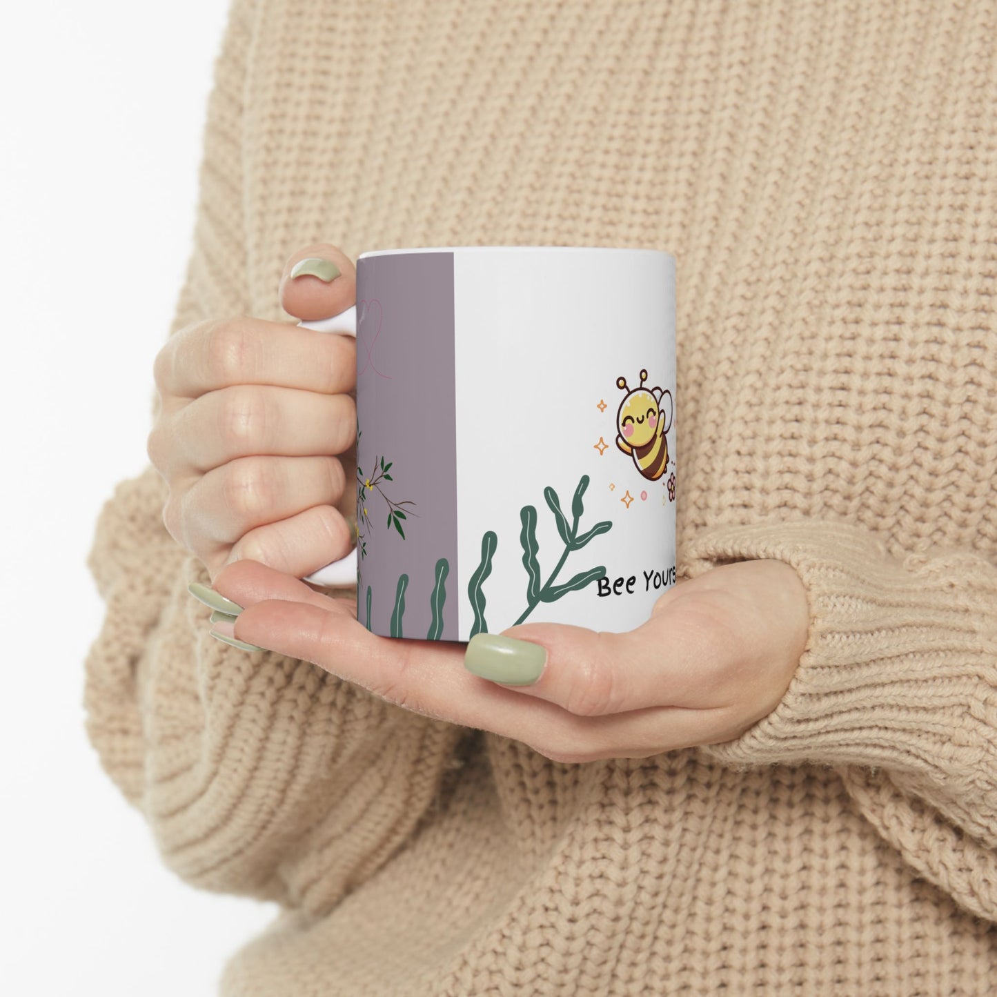 Whimsical Bee-Themed Ceramic Mug - Perfect for Tea Lovers, Gifts for Her, Inspirational Coffee Cup, Nature Lovers' Gift, Floral Drinkware