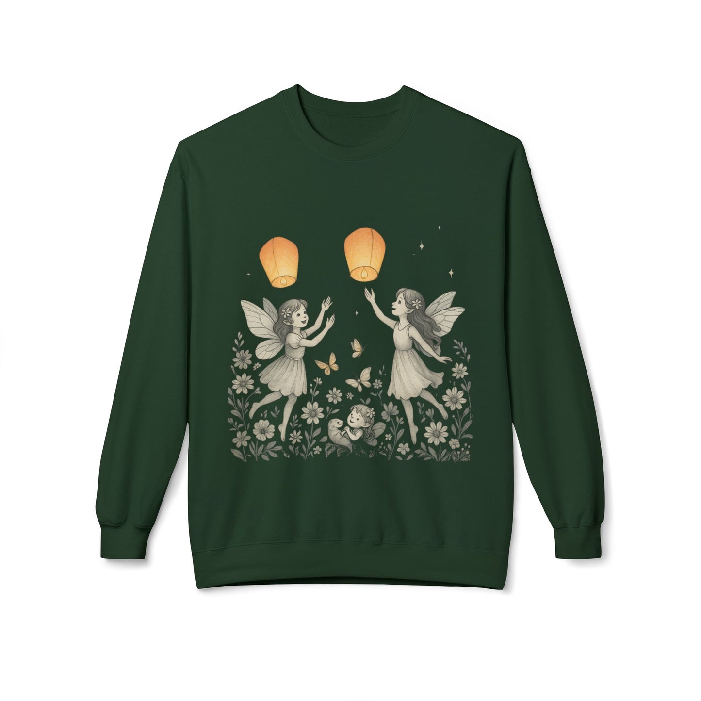 Fairy Dreams Crewneck Sweatshirt, Cozy Fleece Sweatshirt, Unisex Pullover, Fantasy Sweatshirt, Magical Gift, Boho Style