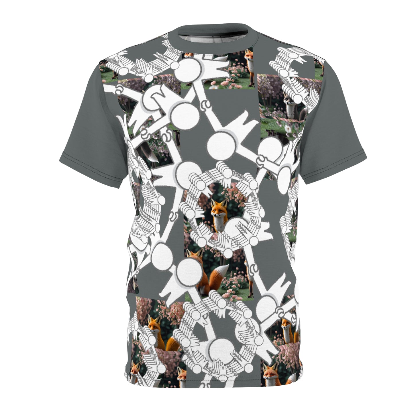 Whimsical Fox Pattern Tee, Unisex Graphic Shirt for Nature Lovers, Fun Gift for Birthdays, Casual Summer Wear, Eco-Friendly Style