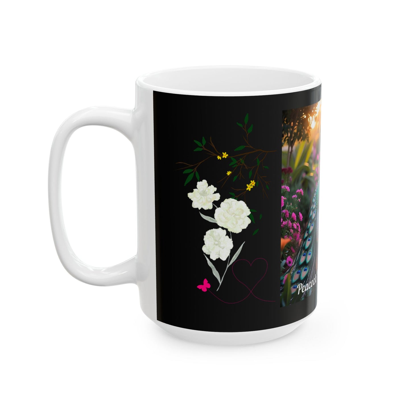 Peacock Pair Love Ceramic Mug - Dance of Love, Gift for Nature Lovers, Cute Couples Mug, Unique Home Decor, Animal Lover Gift