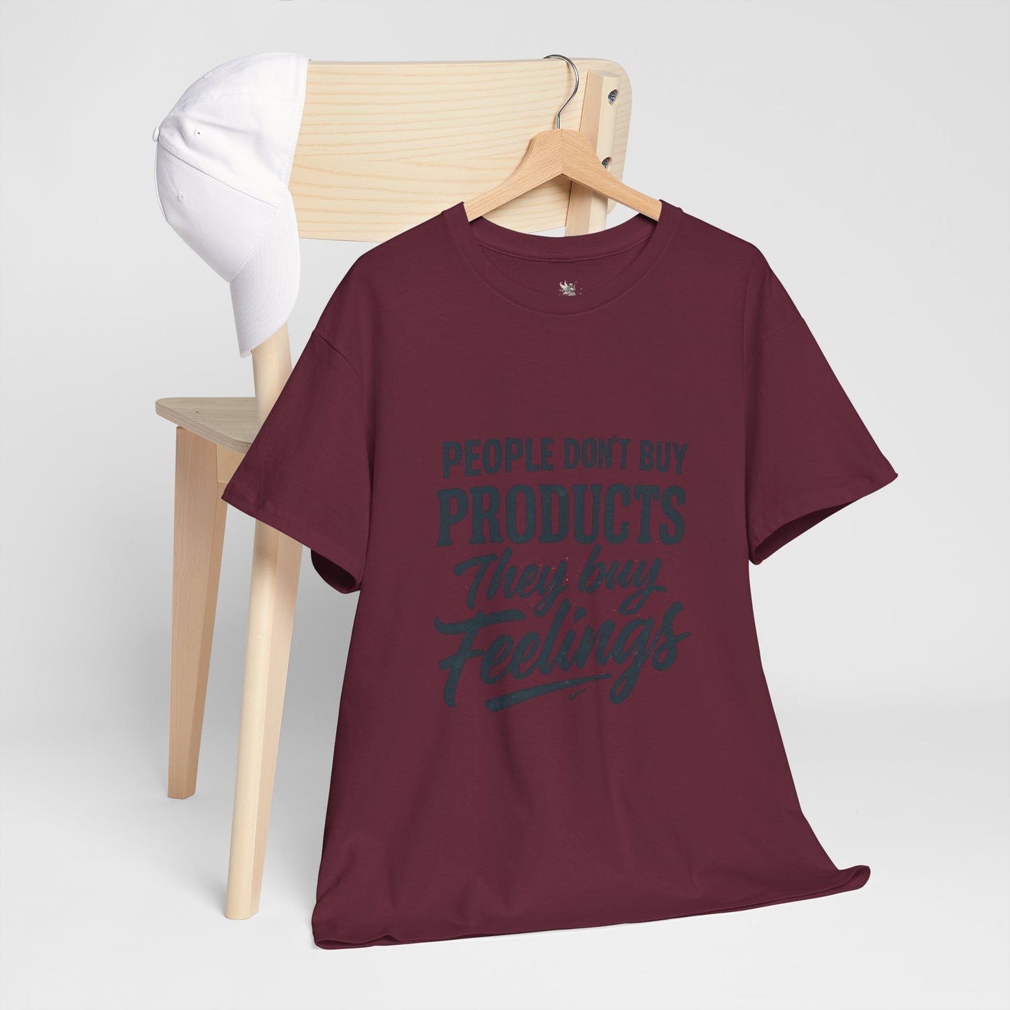Unisex Heavy Cotton Tee: 'People Don't Buy Products, They Buy Feelings' - Casual Fashion, Gift Idea, Everyday Wear, Comfortable Style, [...]