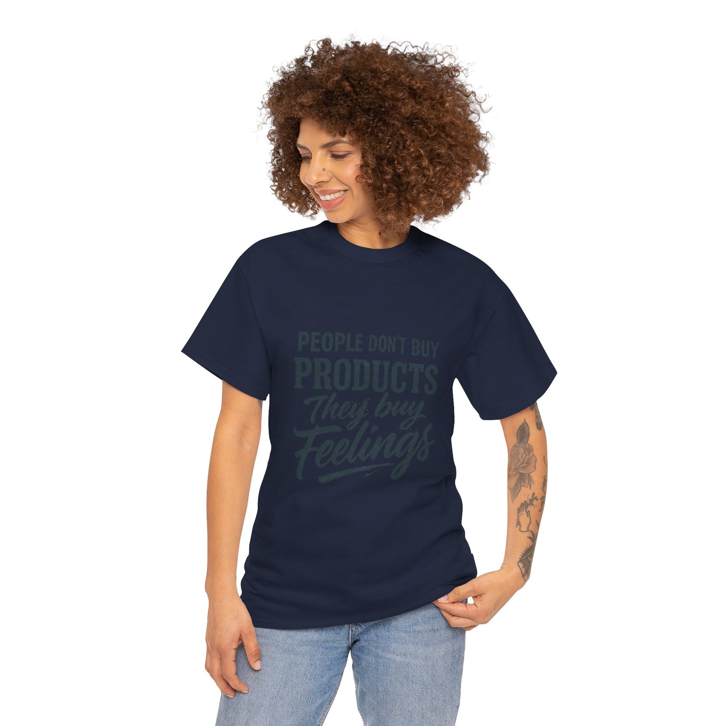 Unisex Heavy Cotton Tee: 'People Don't Buy Products, They Buy Feelings' - Casual Fashion, Gift Idea, Everyday Wear, Comfortable Style, [...]