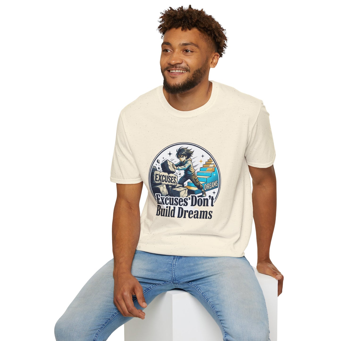 Excuses Don't Build Dreams T-Shirt — Motivational Skateboard Graphic Tee