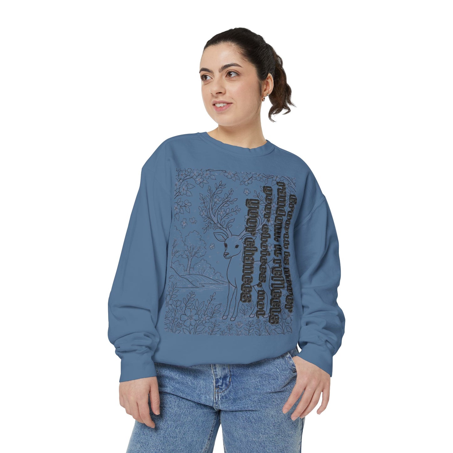 Whimsical Deer Sweatshirt | Cozy Casual Wear, Gift for Nature Lovers, Fall Fashion, Unique Artwork, Unisex Style