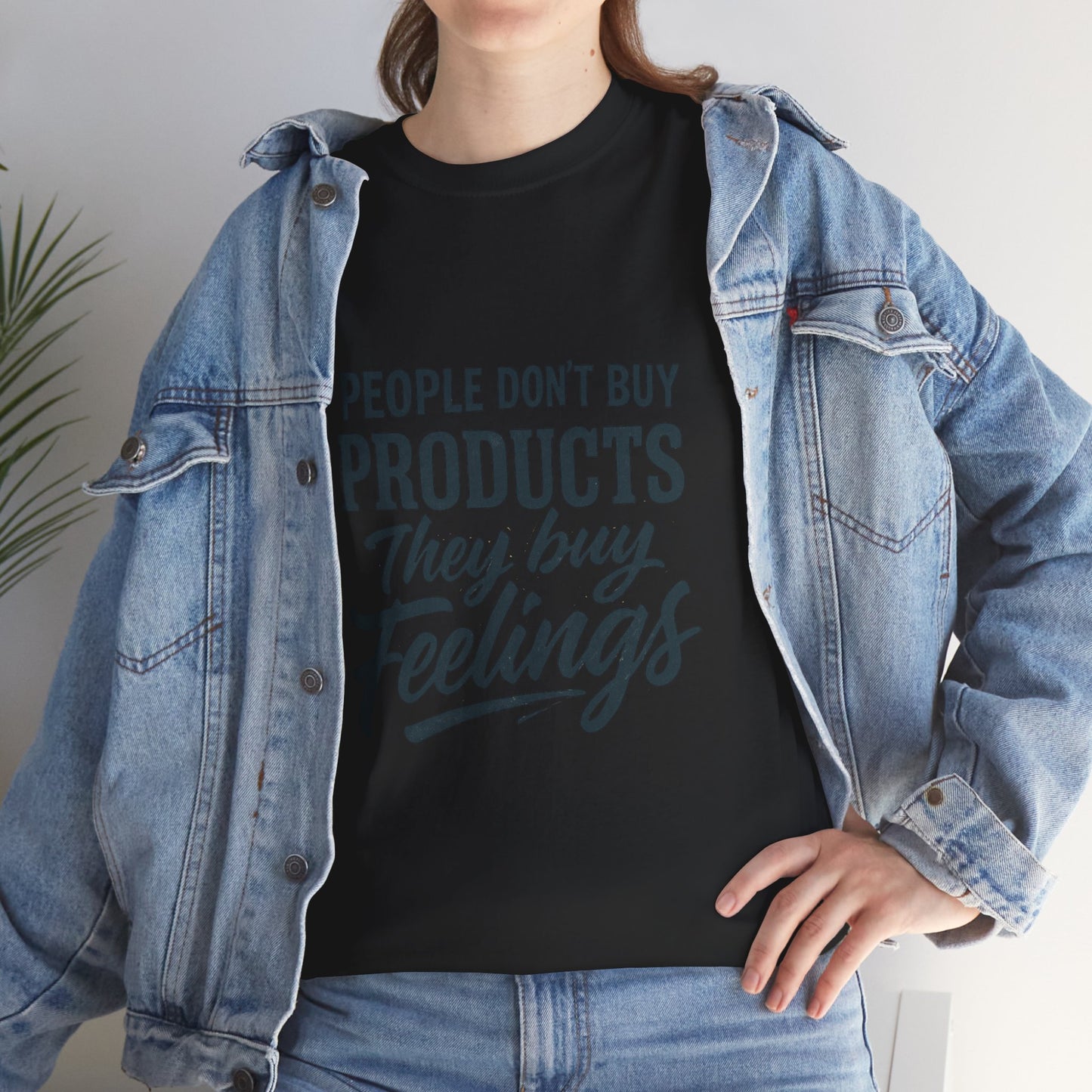 Unisex Heavy Cotton Tee: 'People Don't Buy Products, They Buy Feelings' - Casual Fashion, Gift Idea, Everyday Wear, Comfortable Style, [...]