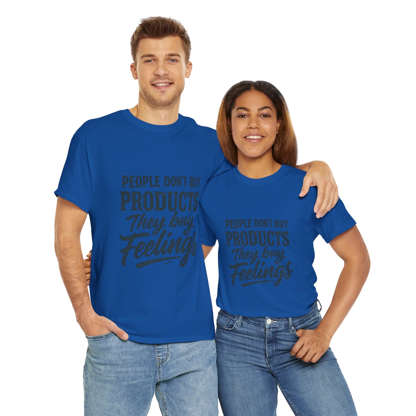 Unisex Heavy Cotton Tee: 'People Don't Buy Products, They Buy Feelings' - Casual Fashion, Gift Idea, Everyday Wear, Comfortable Style, [...]