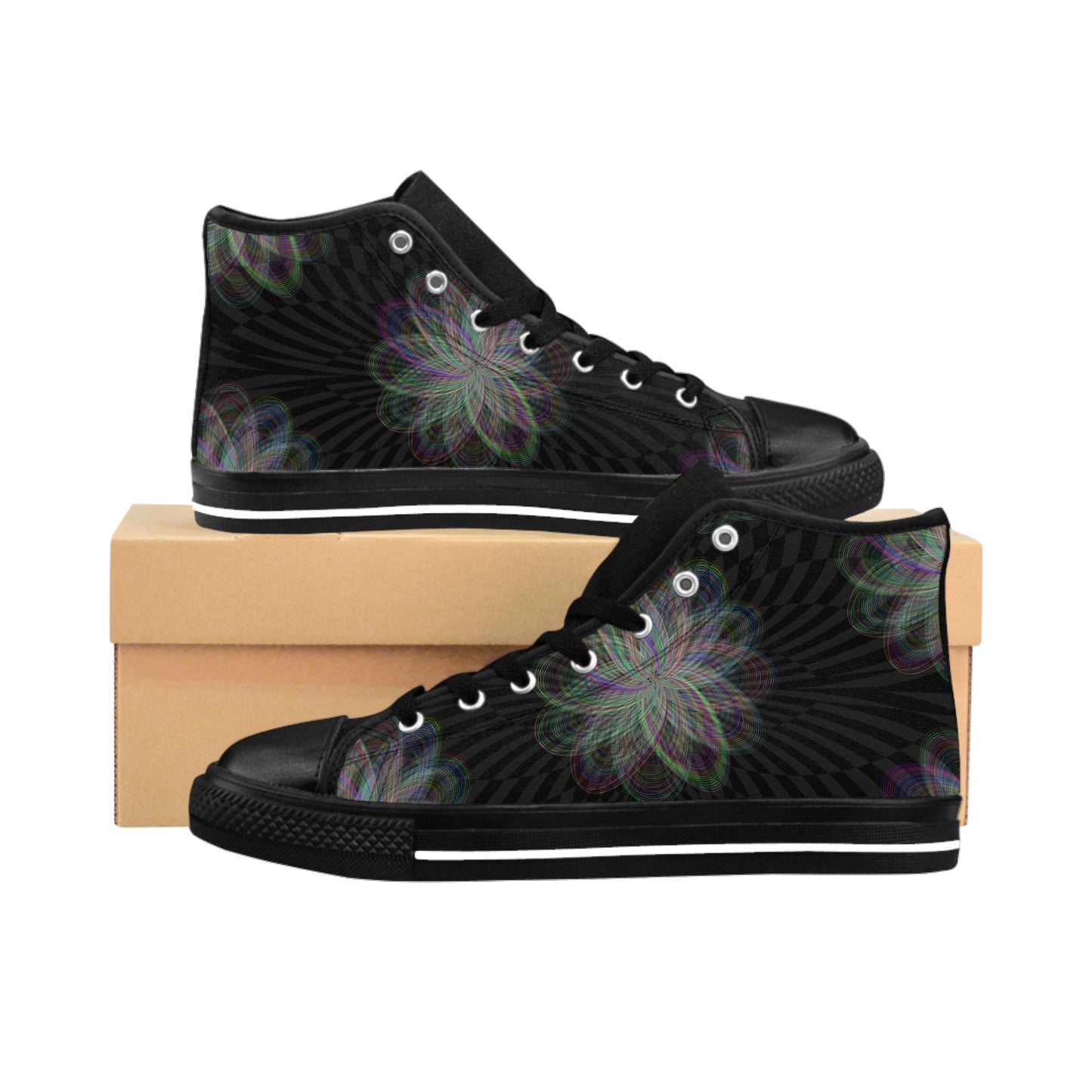 Stylish Floral High-Top Sneakers, Fashion Sneakers, Women's Ankle Shoes, Trendy Footwear, Casual Everyday Sneakers