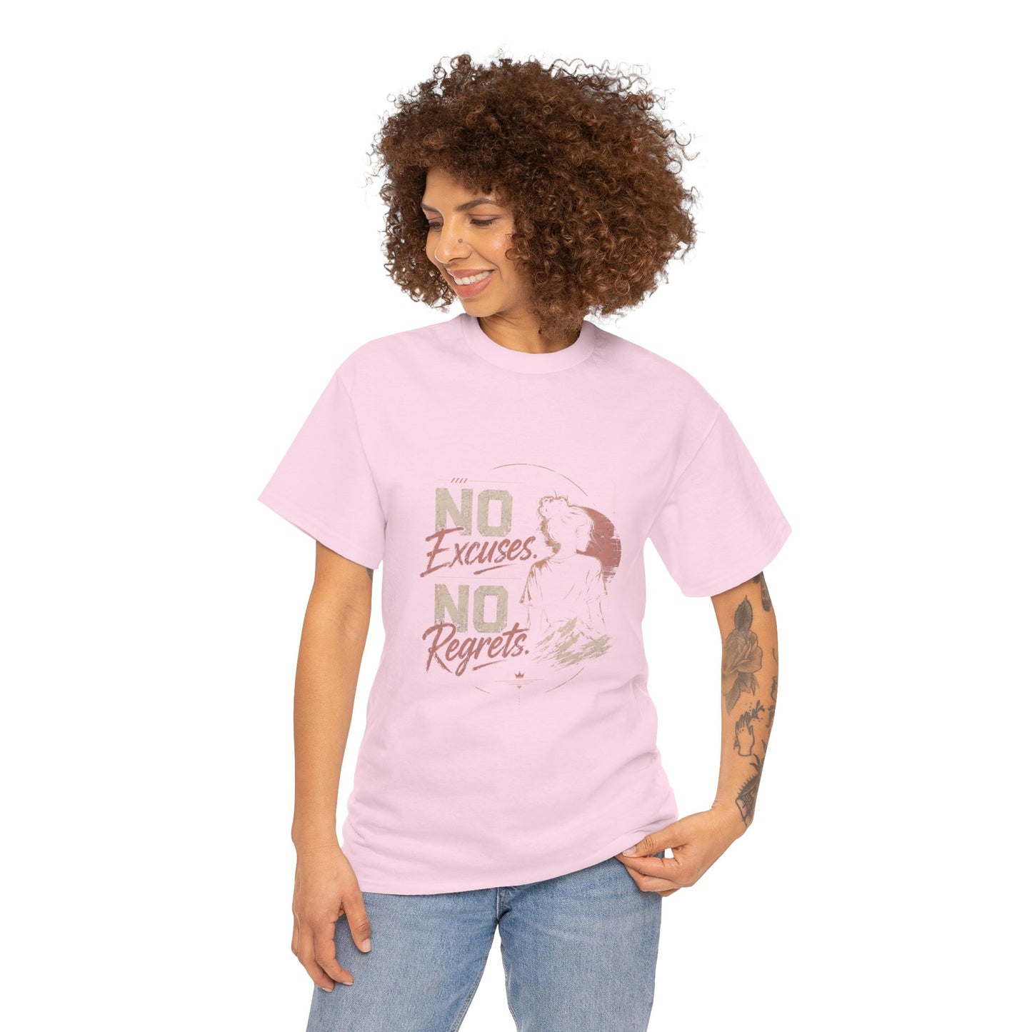 No Excuses No Regrets Tee | Motivational Graphic T-Shirt | Silhouette Design