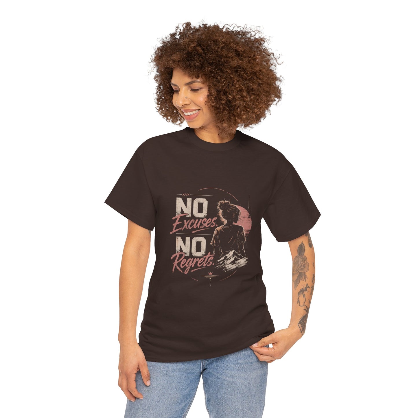 No Excuses No Regrets Tee | Motivational Graphic T-Shirt | Silhouette Design
