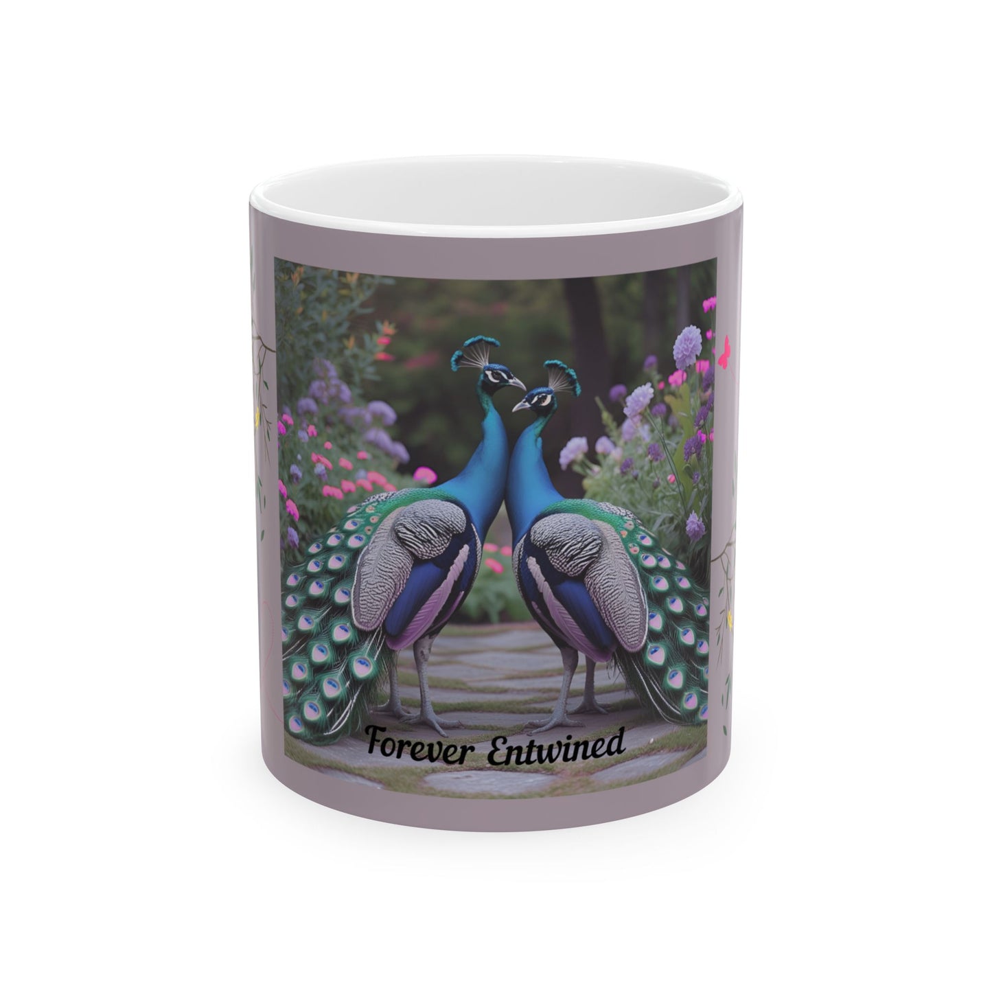 Peacock Love Ceramic Mug - Forever Entwined, Gift for Couples, Wedding, Anniversary, Home Decor, Nature Lovers